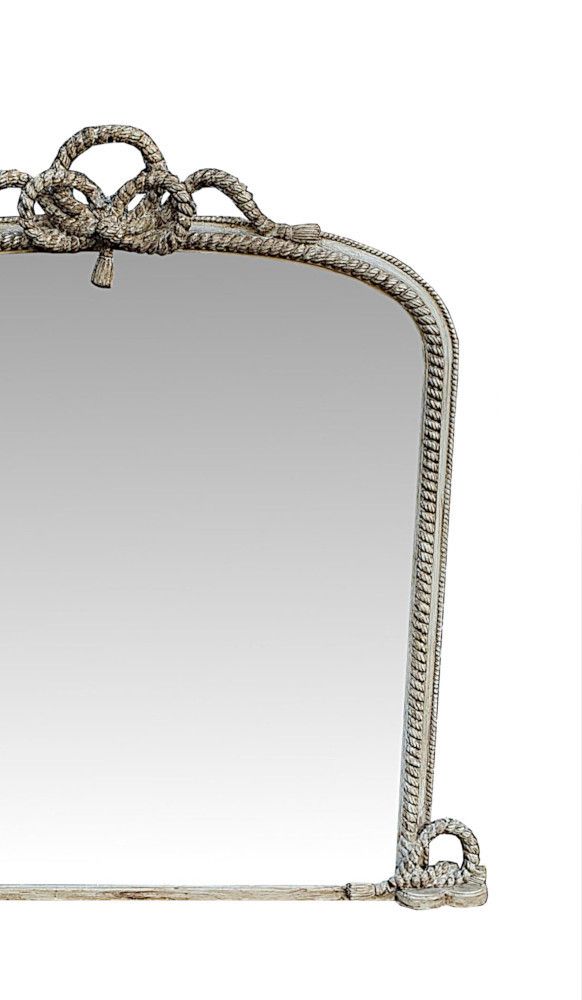A Gorgeous 19th Century Overmantle Mirror Restored In A Distressed Paint Finish photo for sale