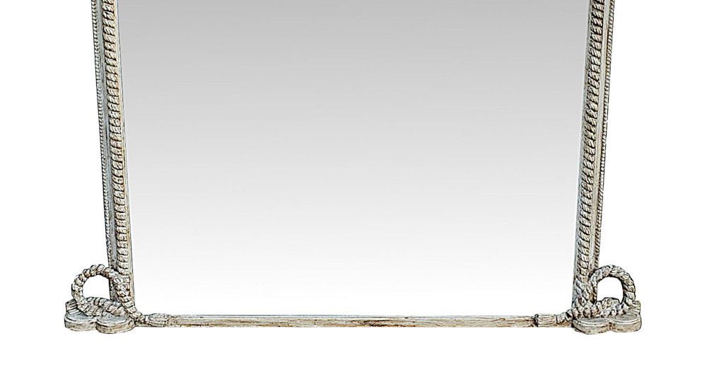 A Gorgeous 19th Century Overmantle Mirror Restored In A Distressed Paint Finish photo Home Decor