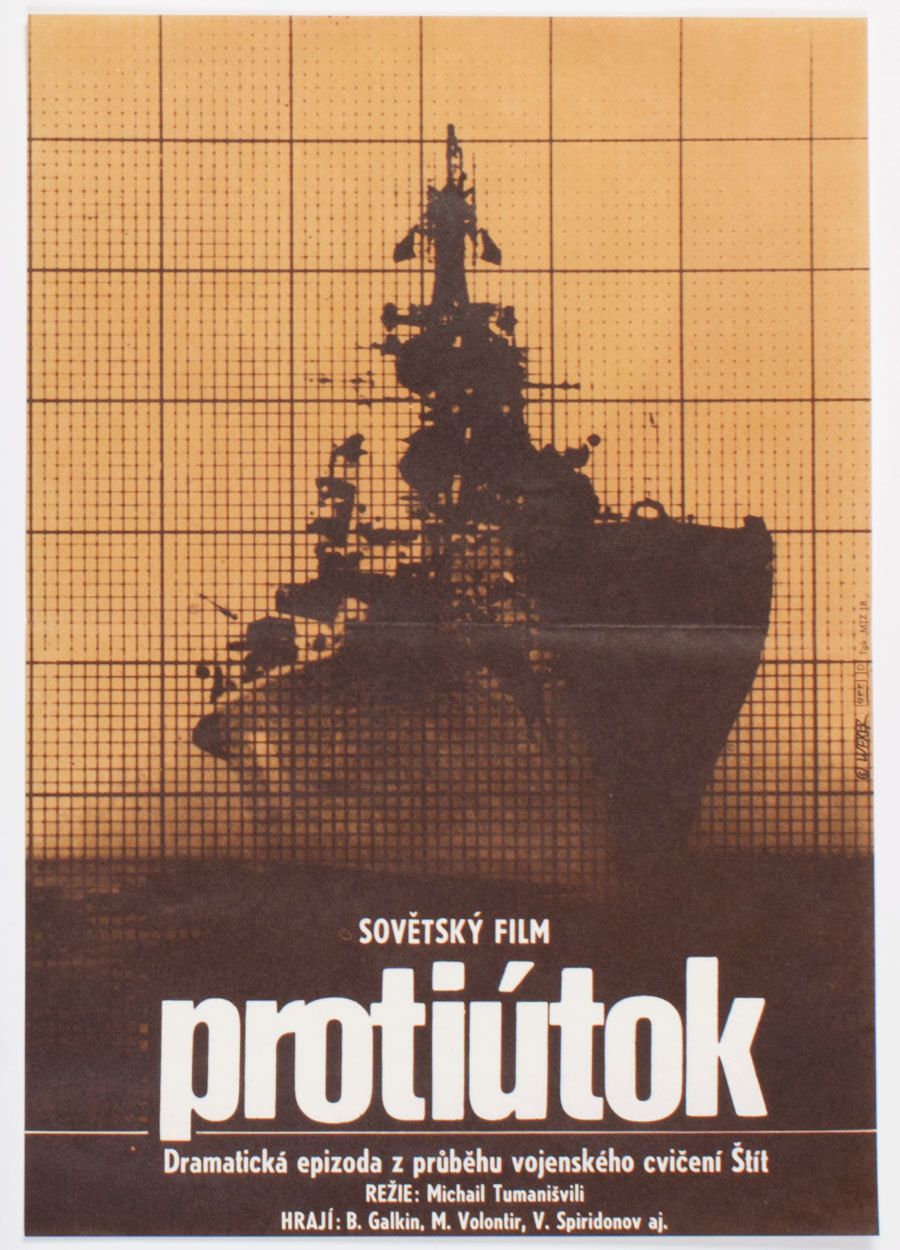 Original Film Poster, Countermove, Jan Weber, 1981, Genuine Czech Vintage Print
