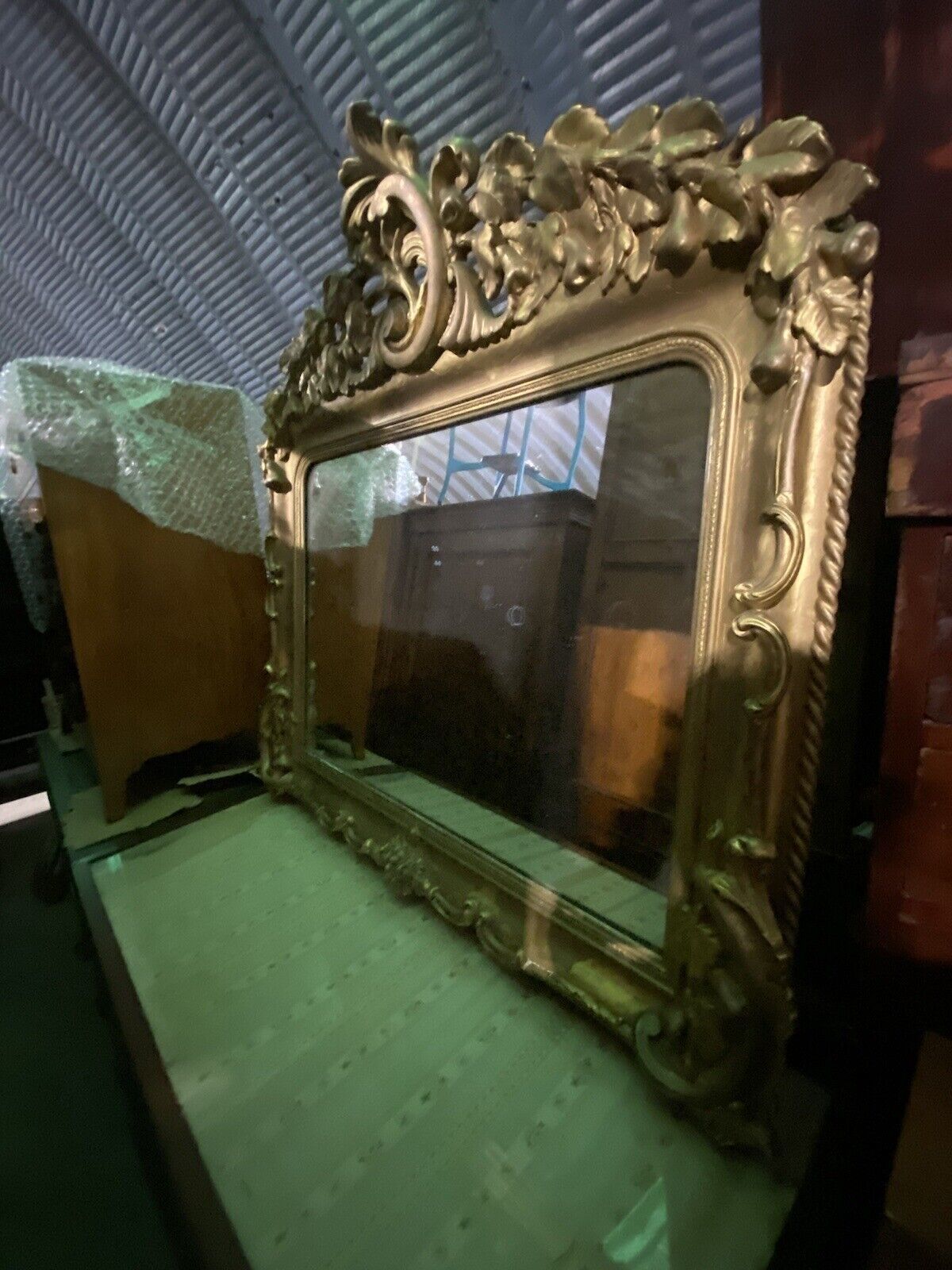 Large Antique French Baroque Style Overmantel Carved Gilt Gold Mirror photo Home Decor