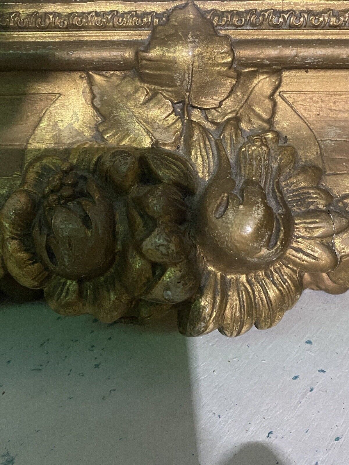 Large Antique French Baroque Style Overmantel Carved Gilt Gold Mirror photo vintage