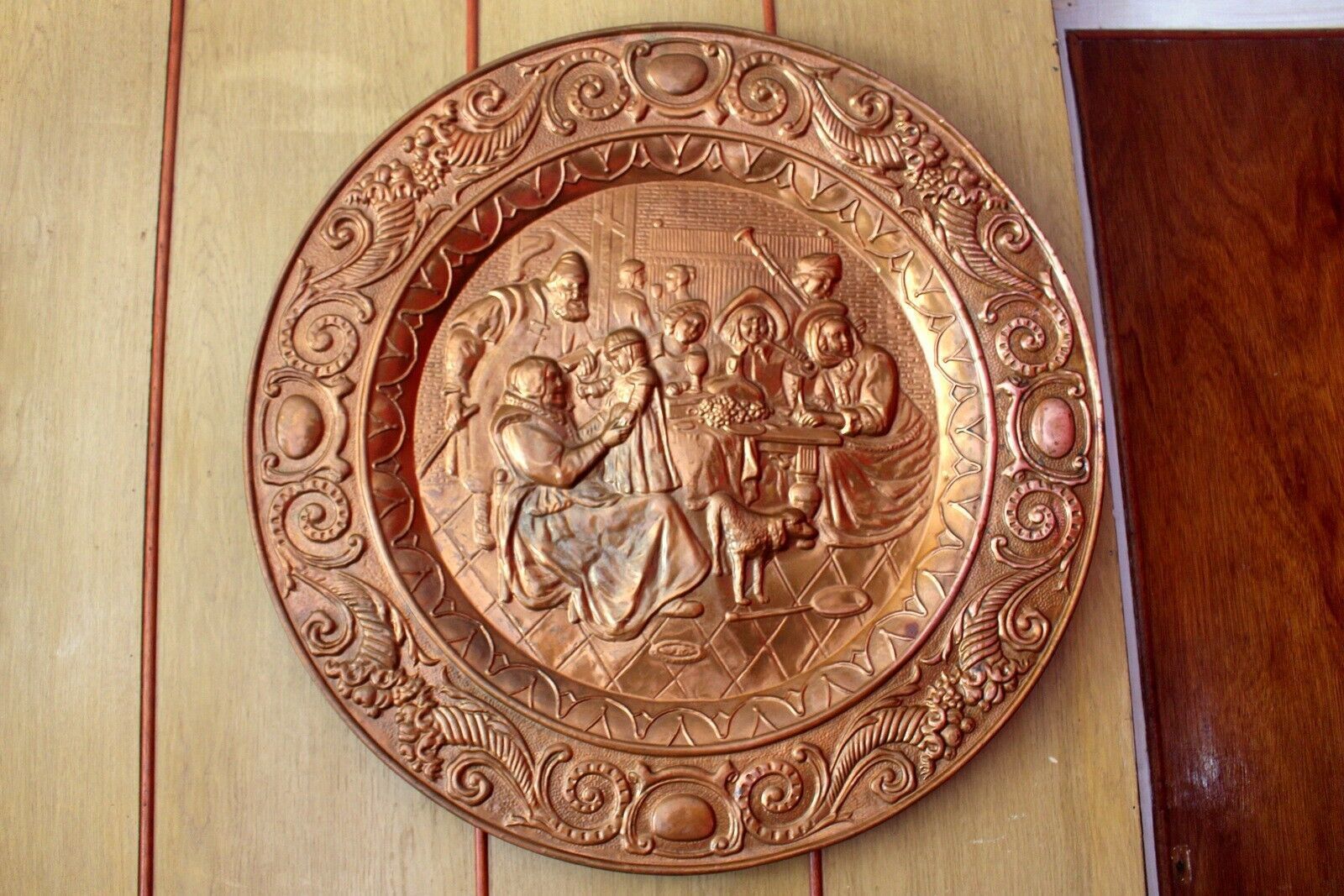Extra Large Vtg Britist Copper Wall Plaque Portrait Heat Resistant 19th photo furniture