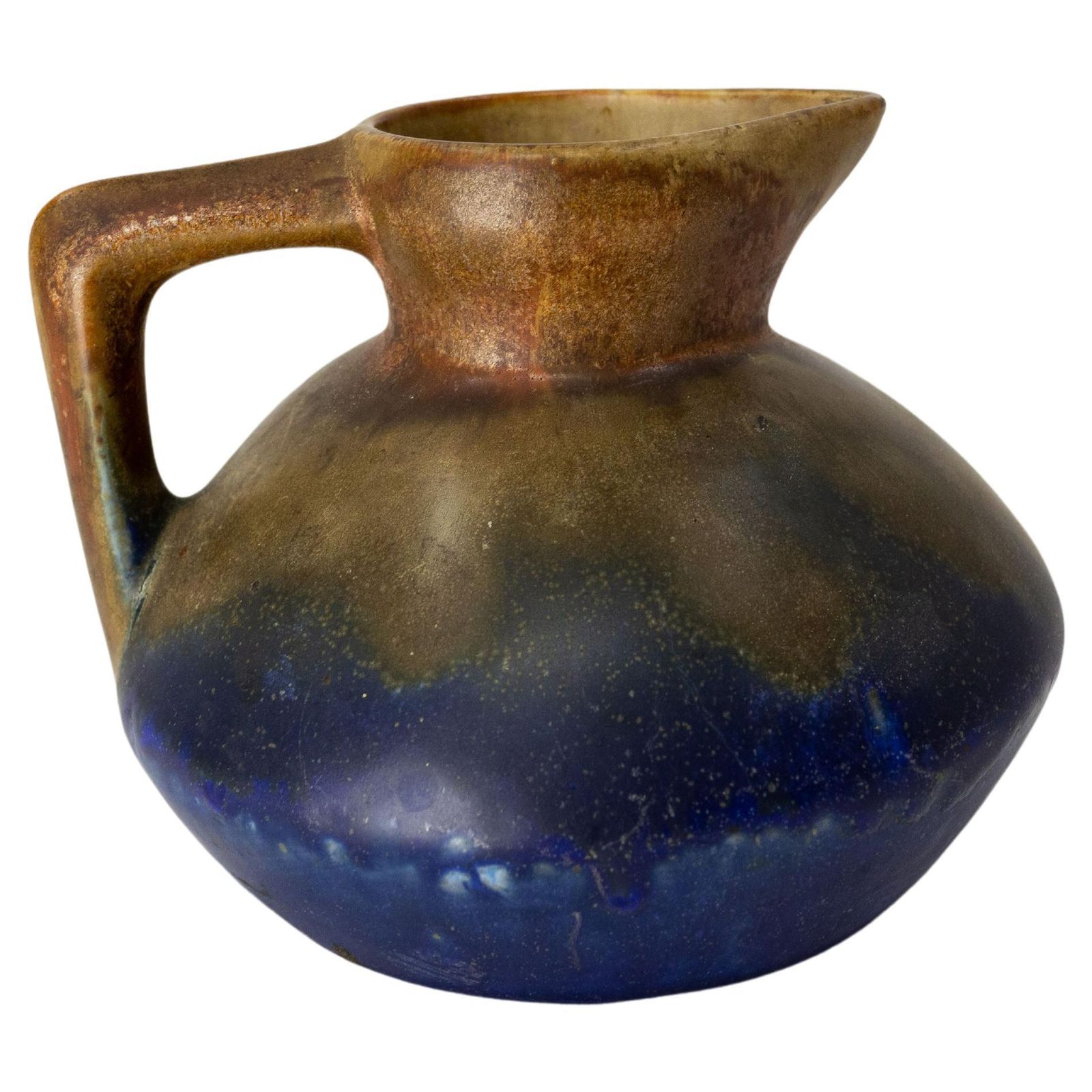 Pichet en grès Louis Méténier, bleu, France, mid-century