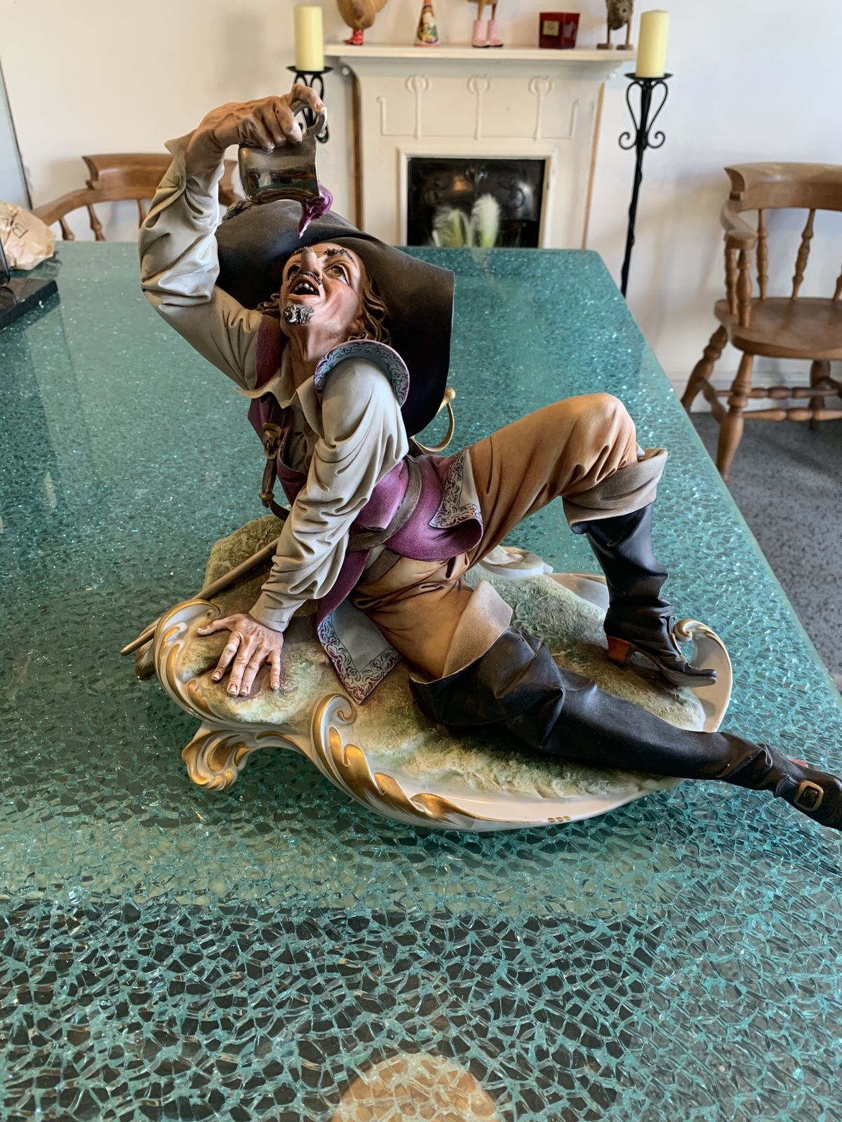 Rare Capodimonte Porcelain Figure Of A Drunken Cavalier