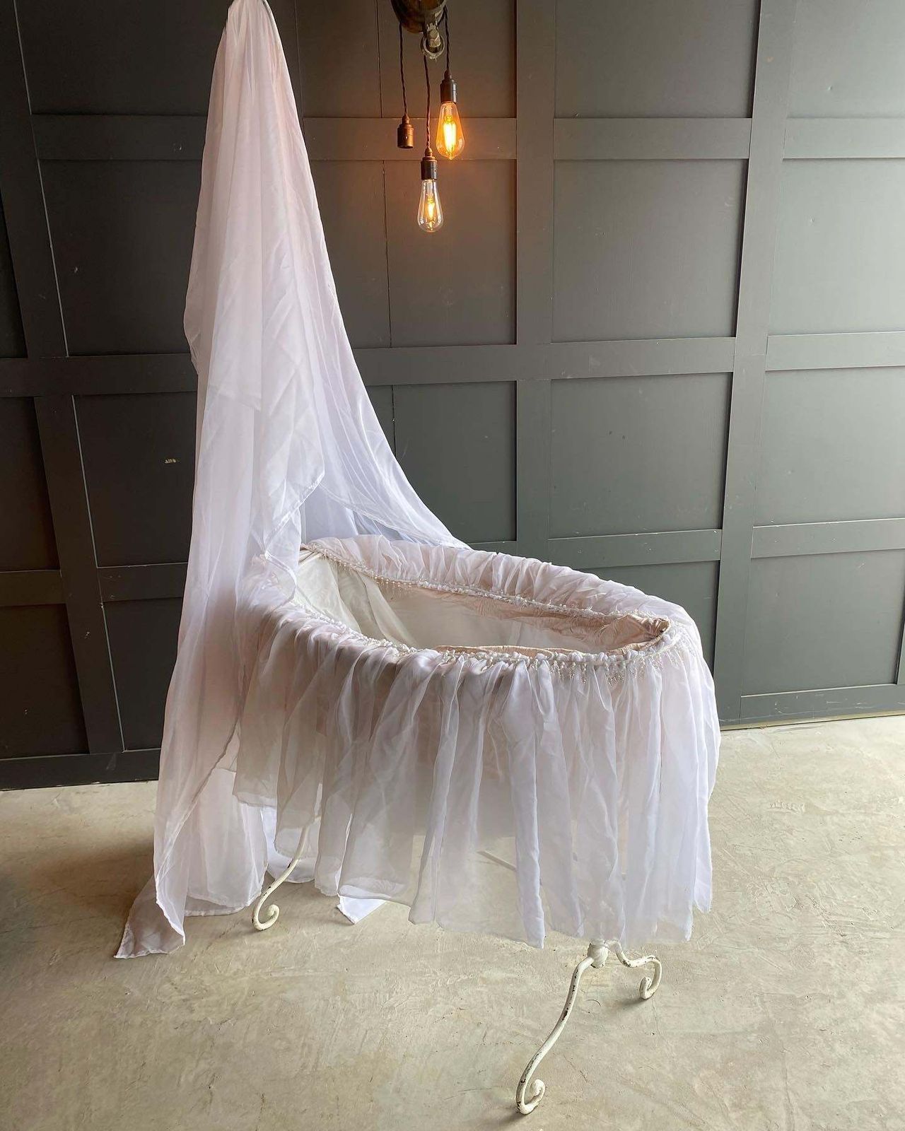 Beautiful French Style Wrought Iron Swing Crib