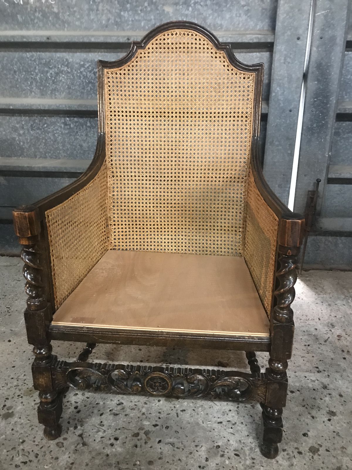Antique Oak Jacobean Style Bergere Chair photo buy