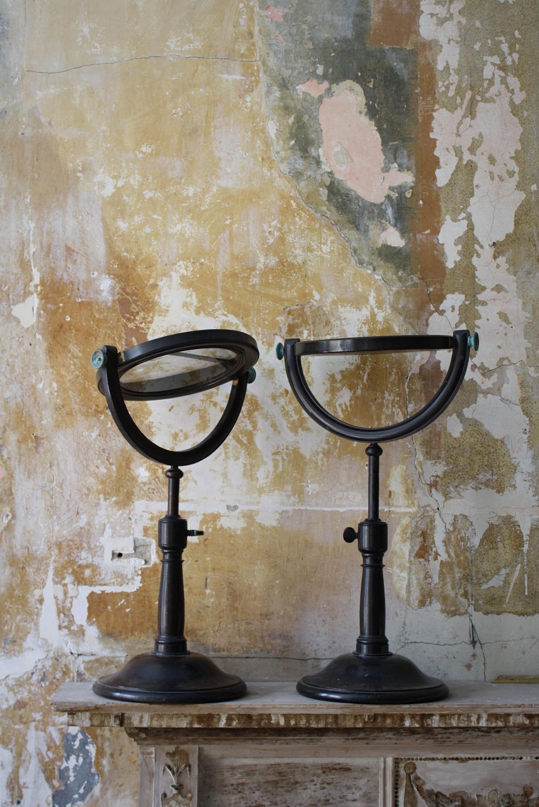 photo for sale 19th C Pair Of Large Optical Experimental Scientific Mirrors Concave & Convex