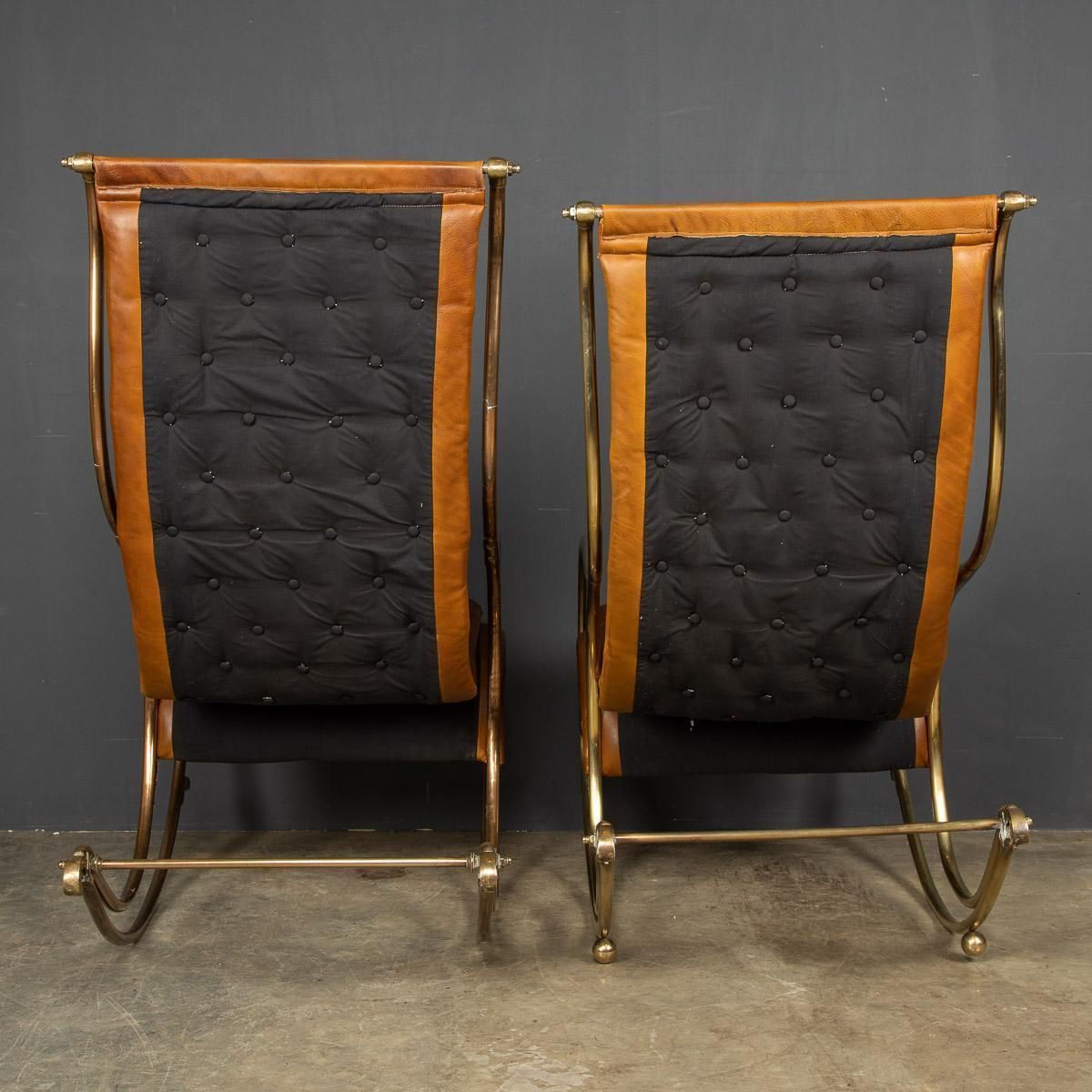 20th Century British Made Pair Of Leather Rocking Chairs, C.1950 photo Furniture