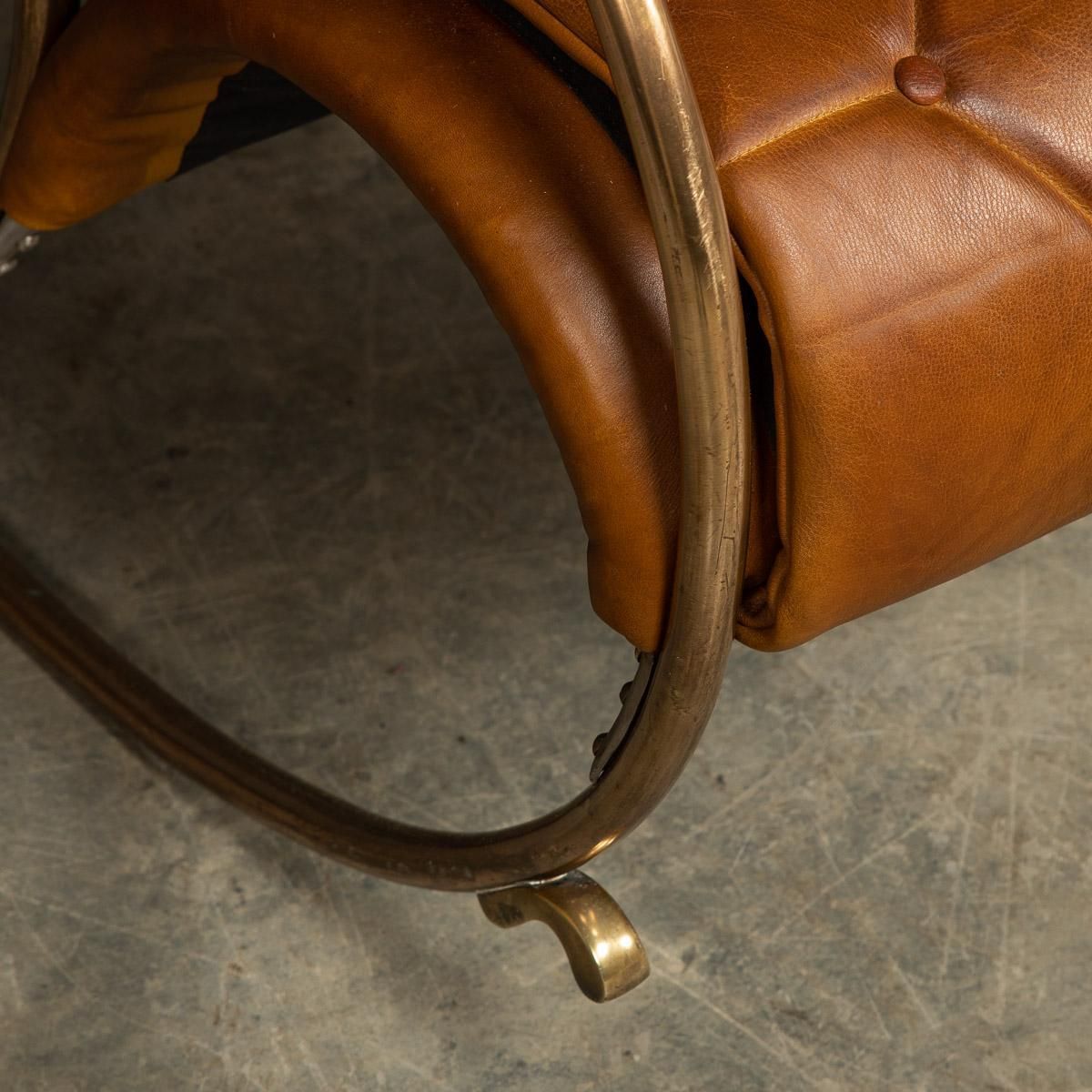 photo for sale 20th Century British Made Pair Of Leather Rocking Chairs, C.1950