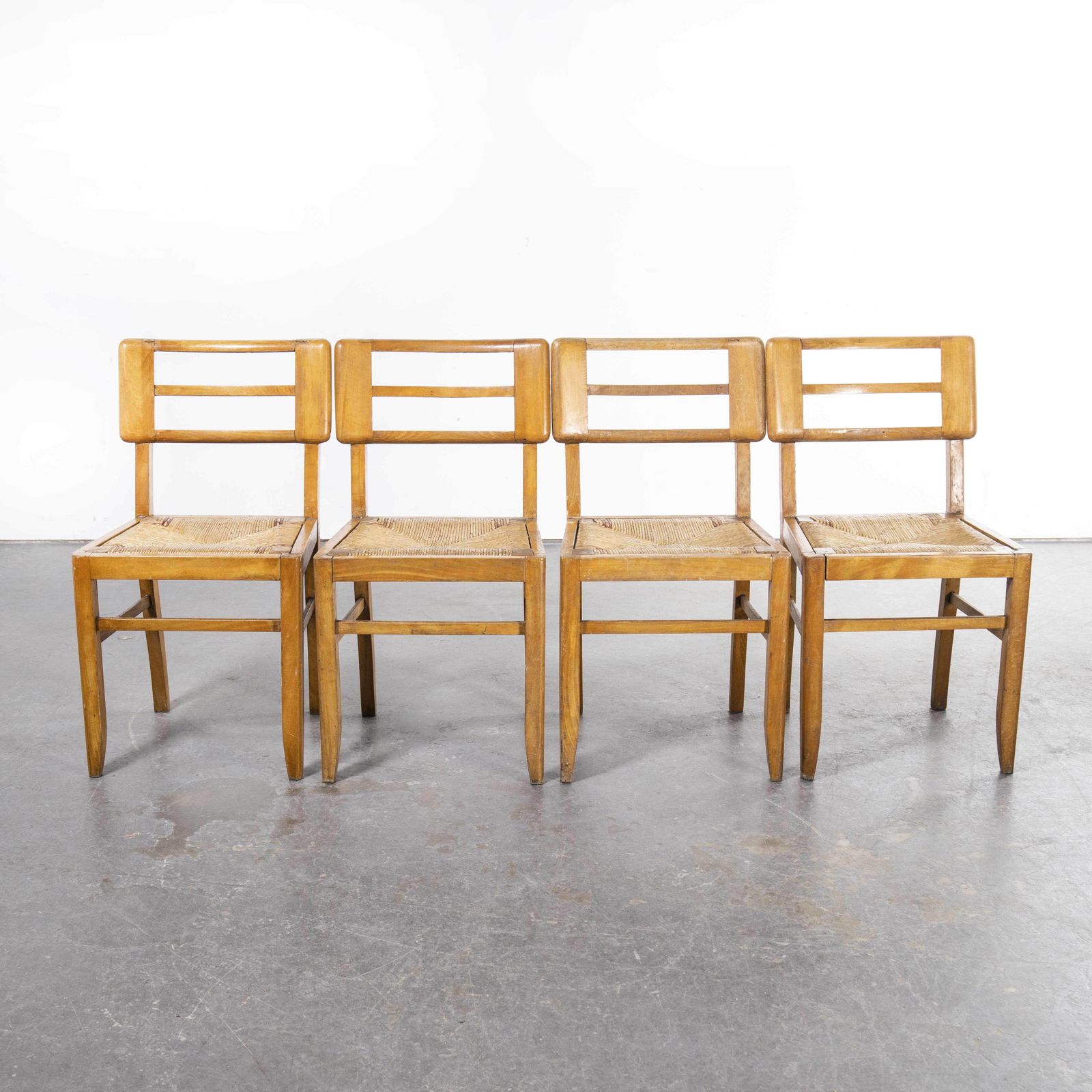 1950’s French Rush Seated Dining Chairs Pierre Crueges – Set Of Four photo for sale