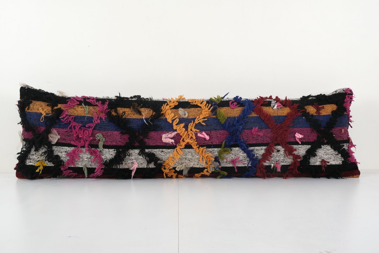 Vintaghandwoven Multi Color Turkish Flokati Rug Bedding Pillow Cover, Handwoven Xl Giant Turkish Shaggy Tulu  Case 14'' X 48'