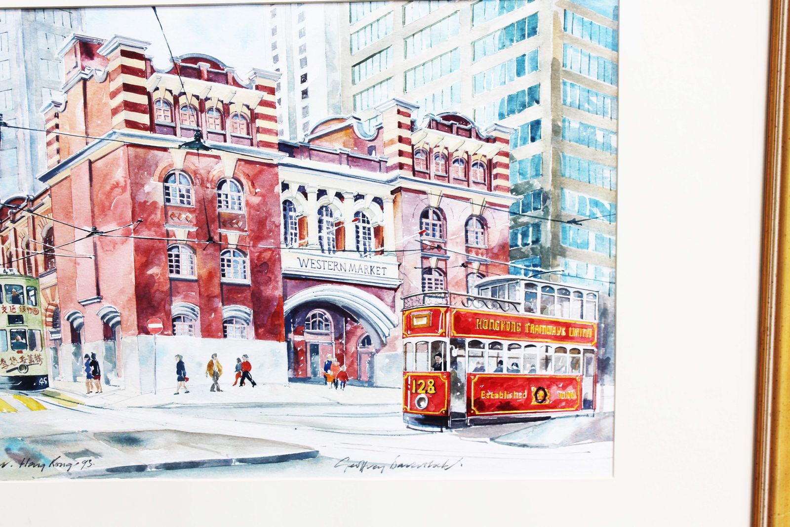 Vintage Watercolour Of The Western Market Hong Kong By Geoffrey Baverstock. photo buy