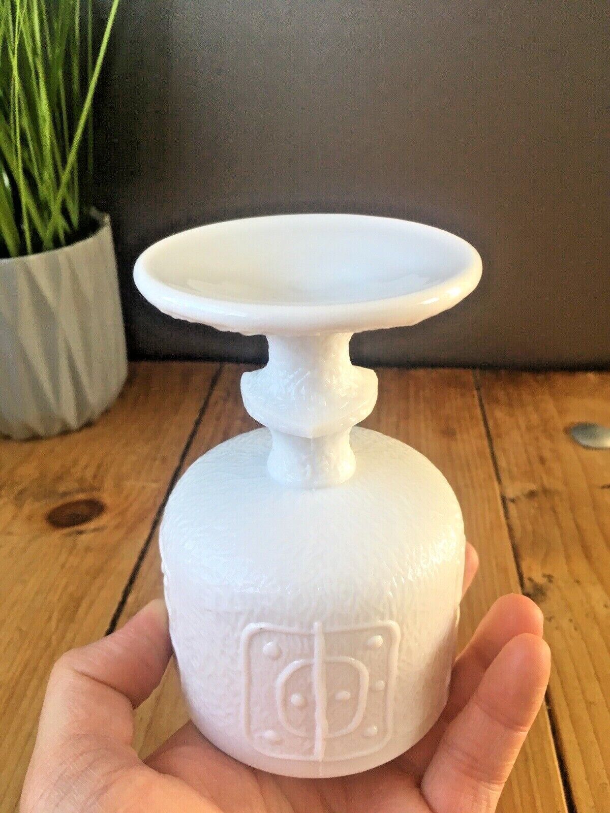 Unusual Milk Glass Goblet Retro Scandi Tribal Design Totem Portmeirion 60's 70's photo buy