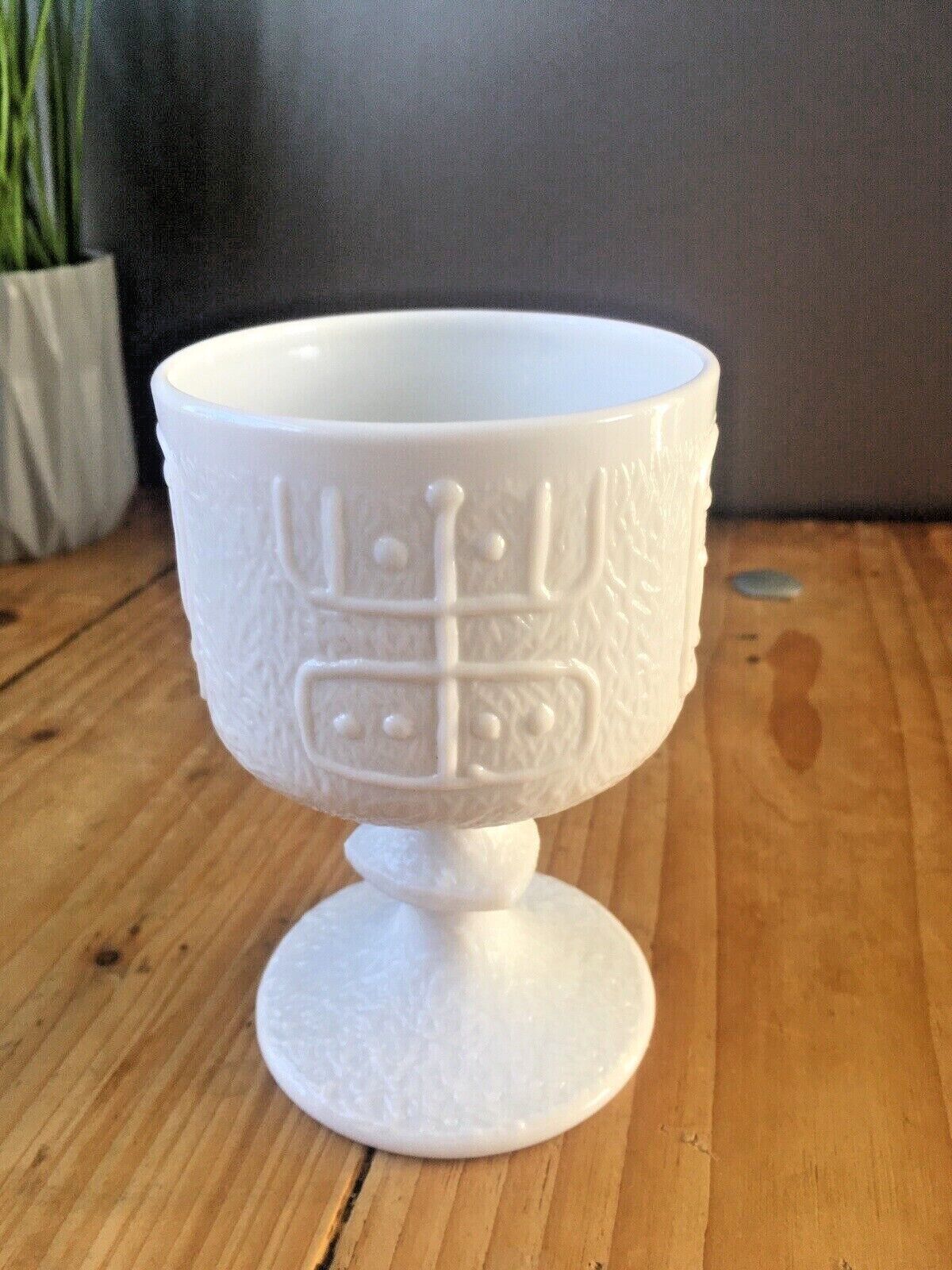 photo furniture Unusual Milk Glass Goblet Retro Scandi Tribal Design Totem Portmeirion 60's 70's