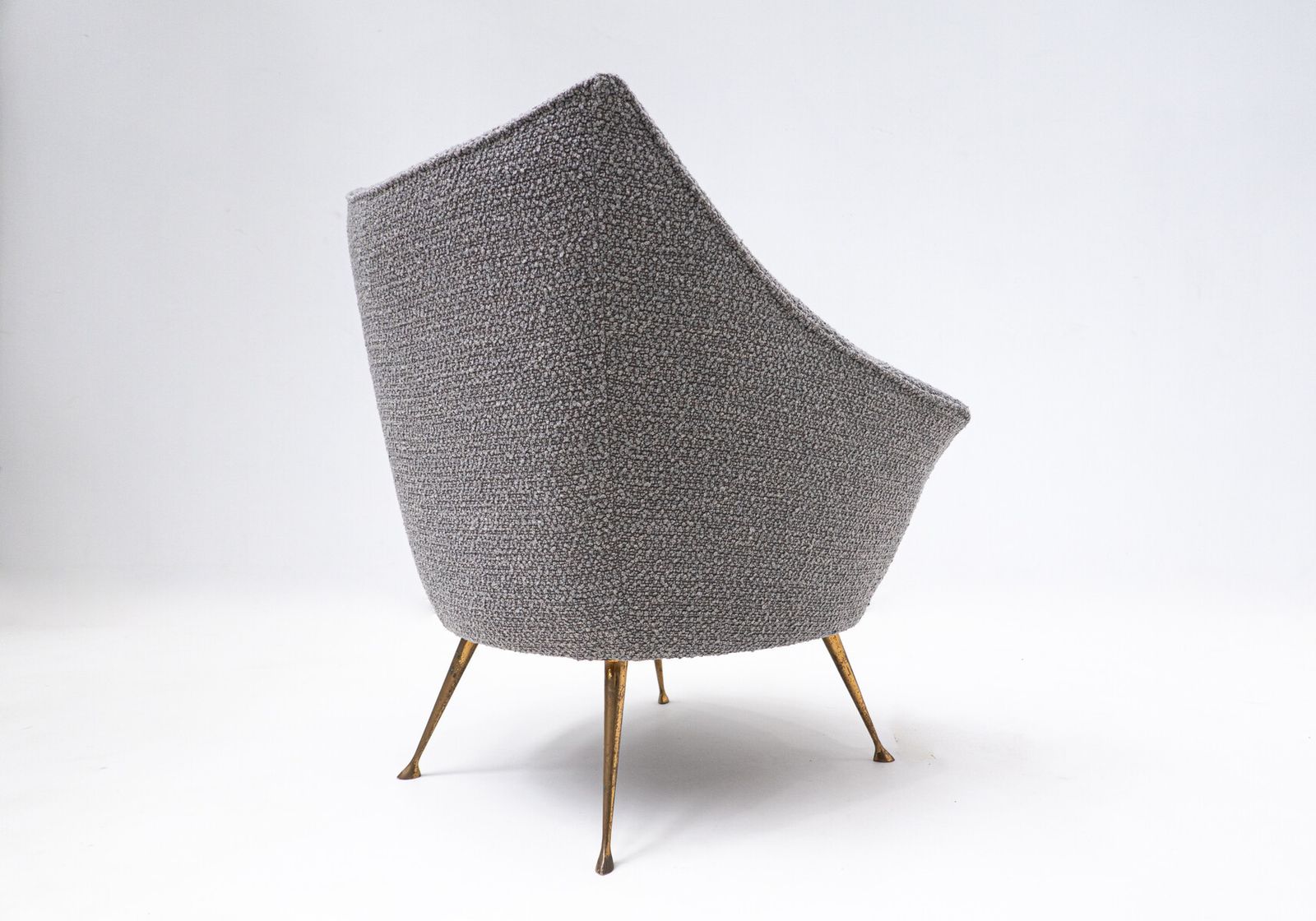 Pair Of Mid Century Modern Grey Armchairs With Brass Feet photo 4320.0