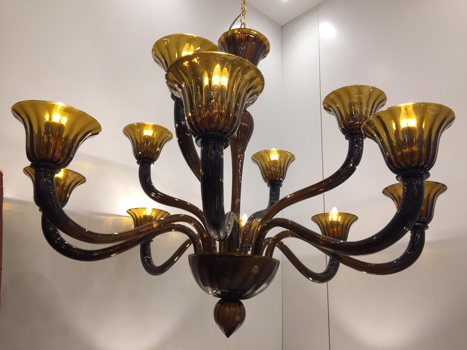 Murano Glass Chandelier In Fume Color, Very Rare And Impressive Custom photo Lighting