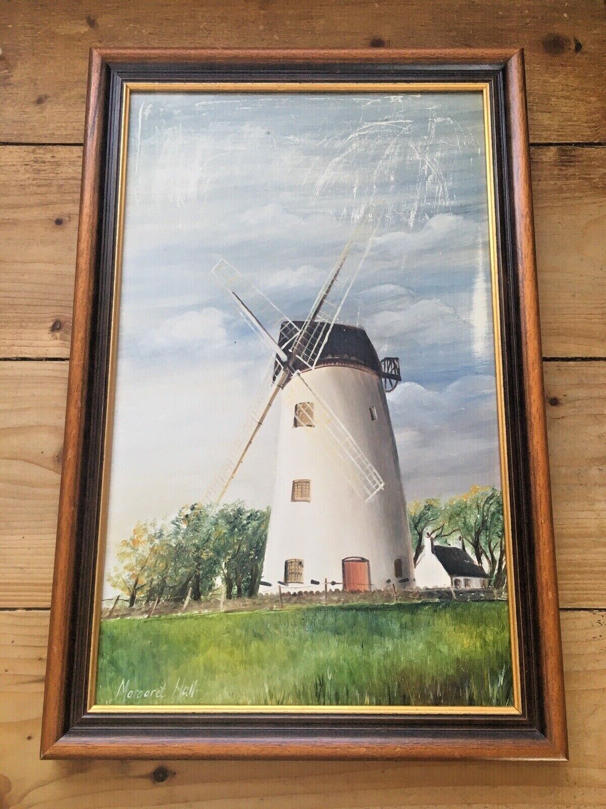 Original Margaret Hall Framed Oil Painting Melin Llynon Mill Windmill Anglesey photo for sale