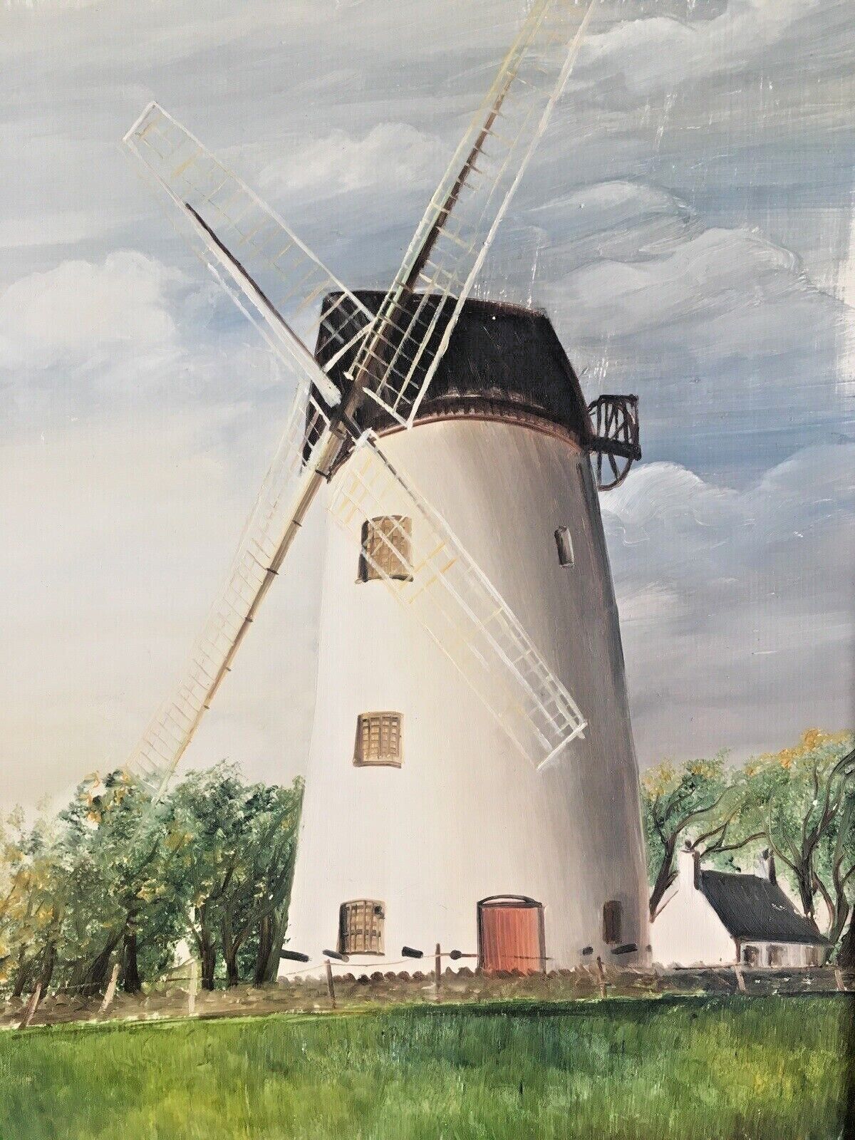 Original Margaret Hall Framed Oil Painting Melin Llynon Mill Windmill Anglesey photo vintage