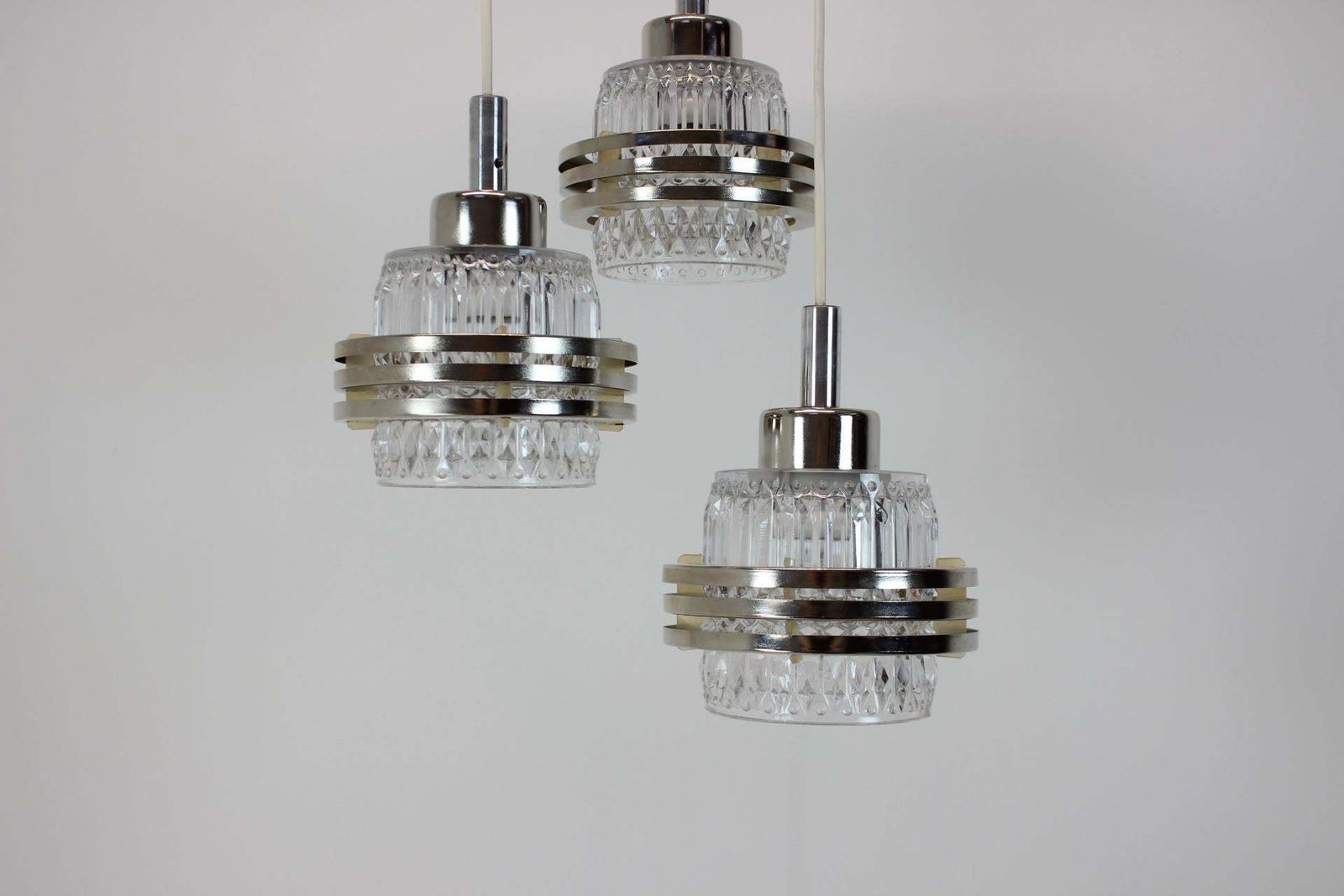 Mid Century Adjustable Glass Chandelier By Pokrok Zilina, 1970s photo furniture