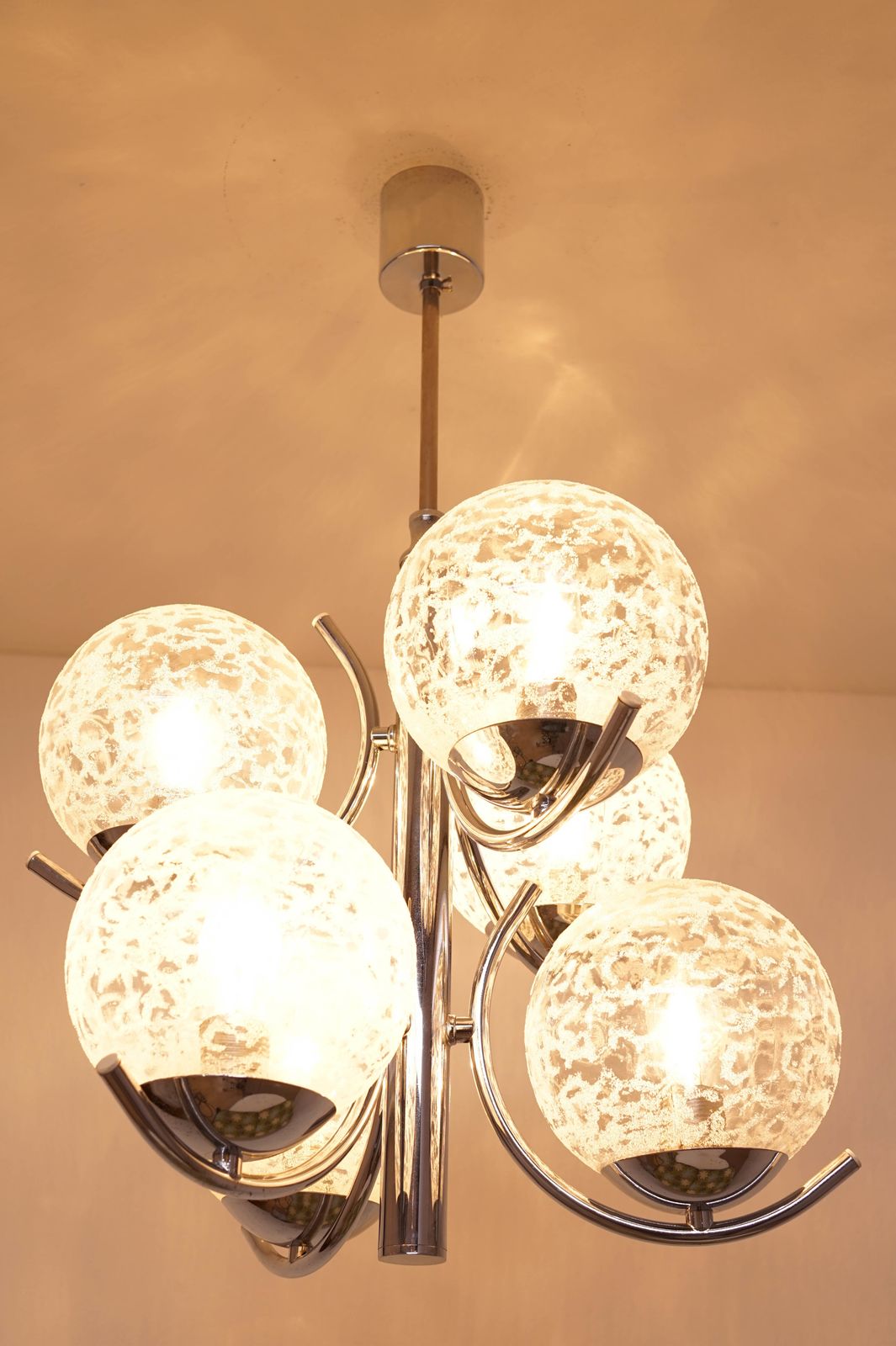 Vintage Chrome And Glass Chandelier By Richard Essig photo 700.0