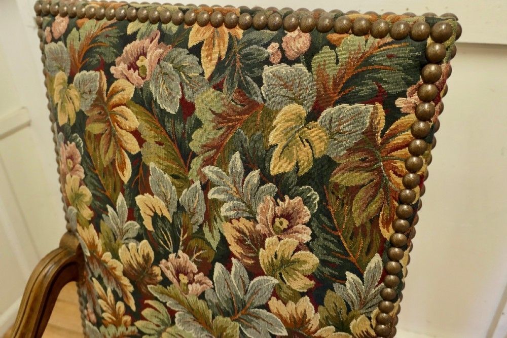 photo for sale A Pair Of French Arts And Crafts Gothic Walnut Library Chairs