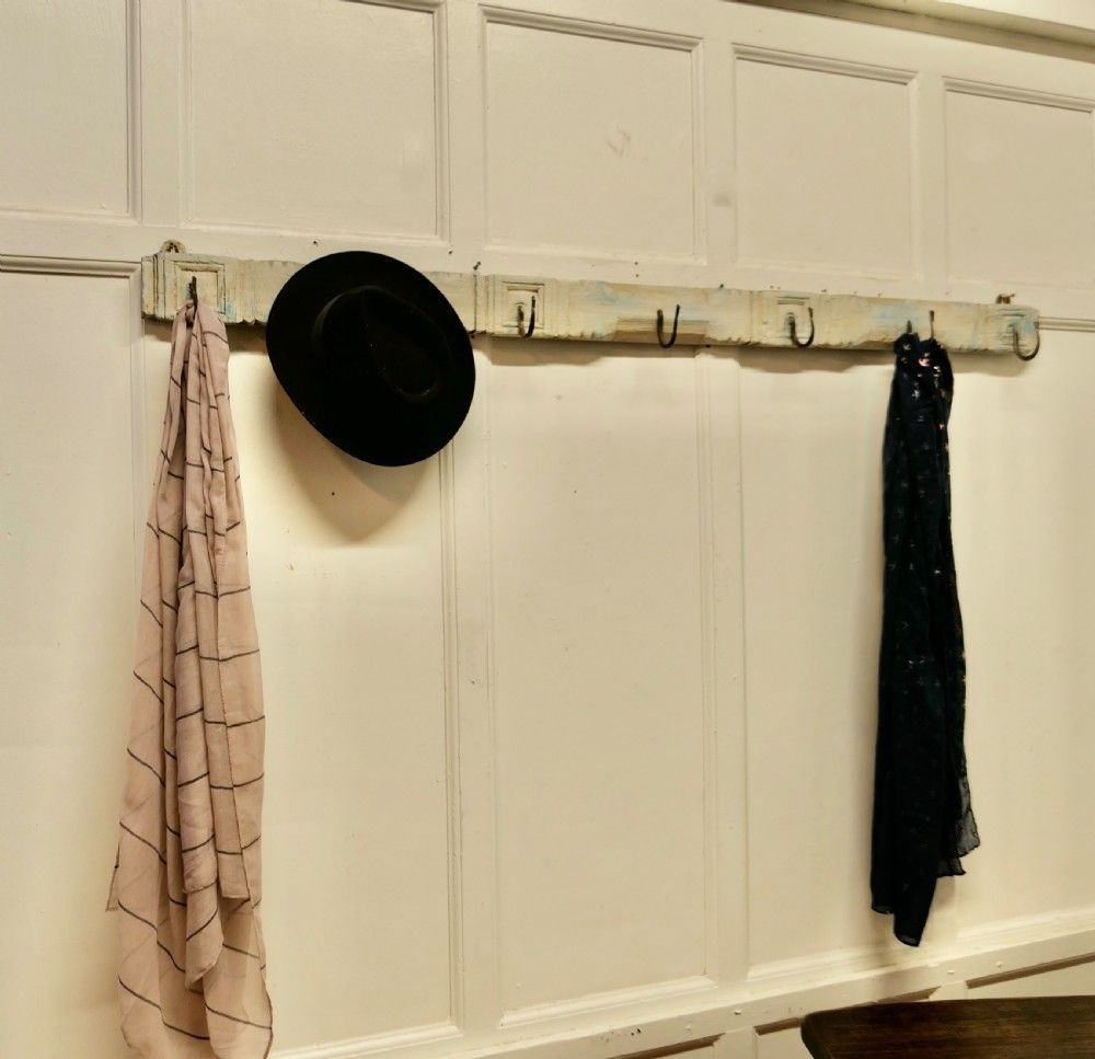 19th Century Folk Art Long Wooden 7 Peg Coat Rack photo furniture