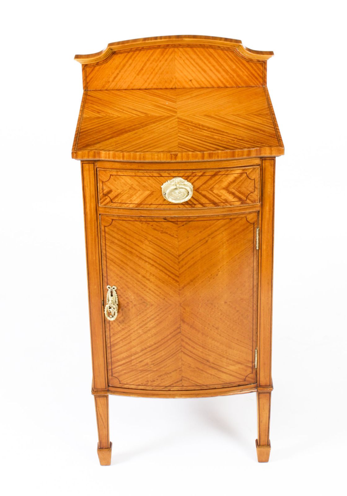 Antique Satinwood & Inlaid Bedside Cabinet C.1880 19th Century photo furniture