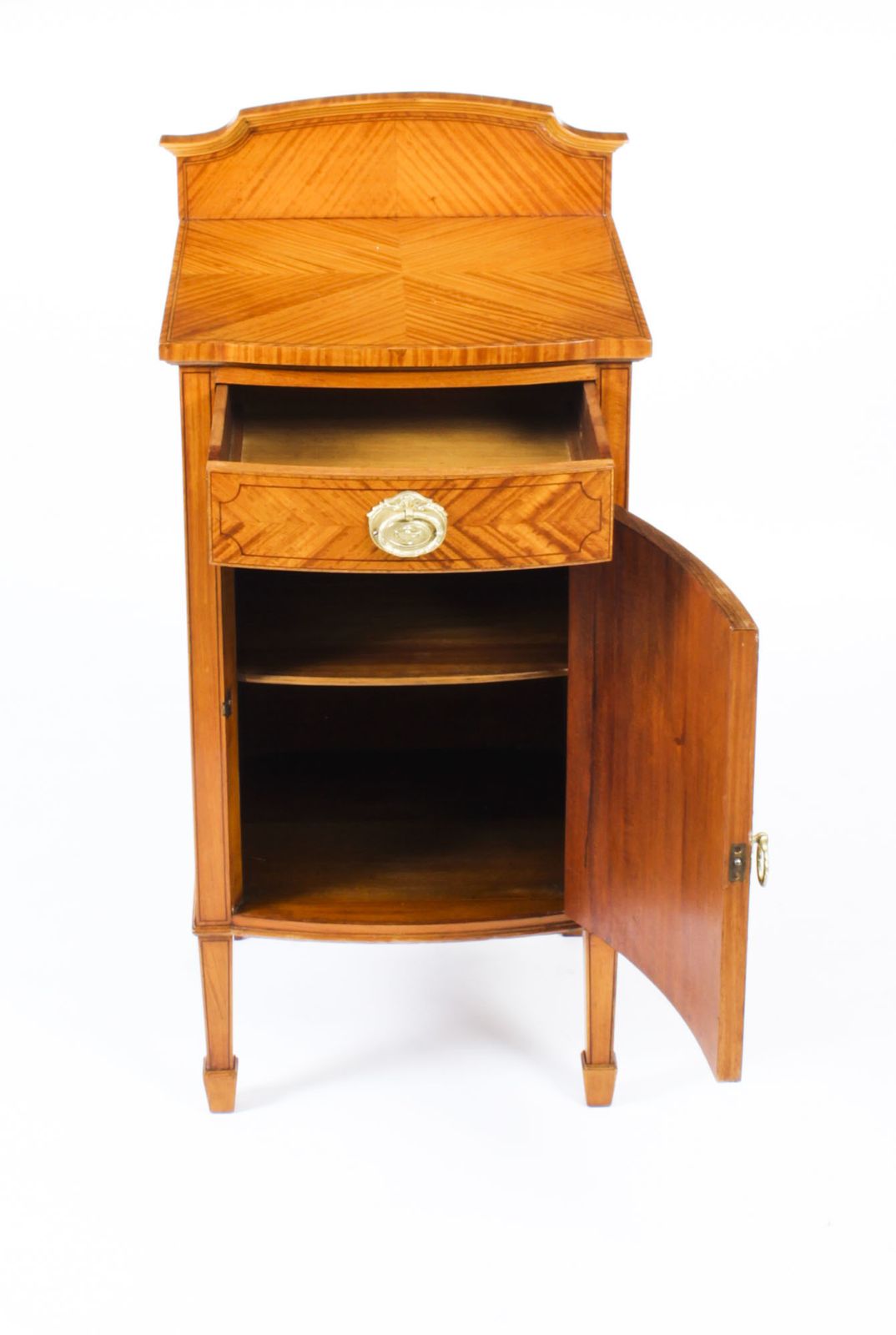Antique Satinwood & Inlaid Bedside Cabinet C.1880 19th Century photo buy
