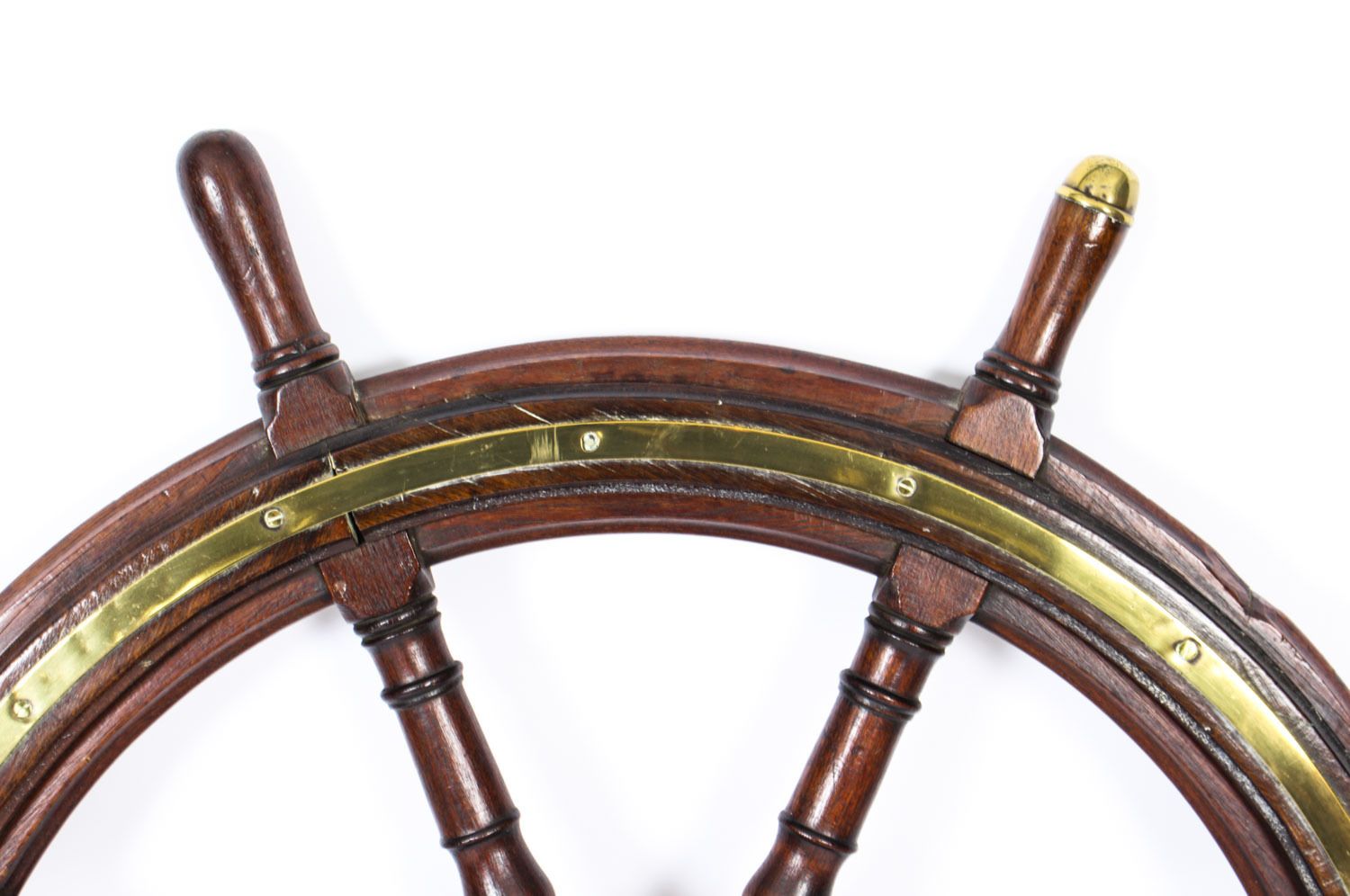 Antique 4ft Diam Teak And Brass Set 8 Spoke Ships Wheel C 1880 19th Century photo 1250.0