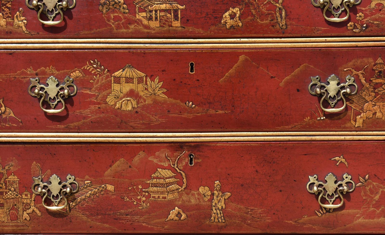 photo for sale 18th Century Lacquer And Gilt Chinoiserie Bureau Bookcase