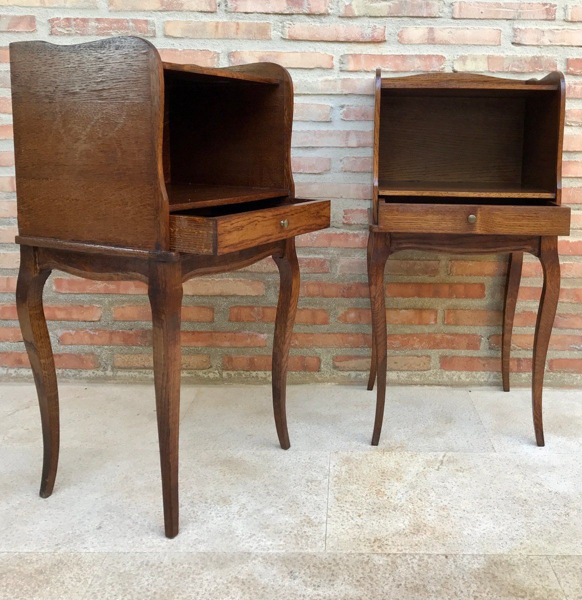 French Louis XV Style Nightstands In Walnut With Drawer And Open Self, 1960s, Set Of 2 photo furniture