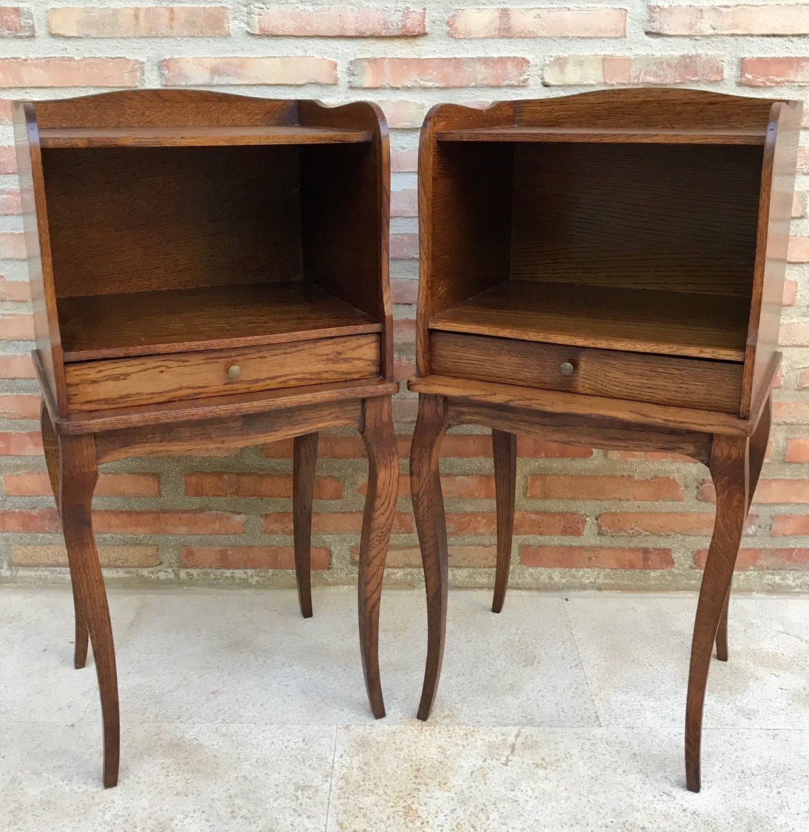 French Louis XV Style Nightstands In Walnut With Drawer And Open Self, 1960s, Set Of 2 photo for sale