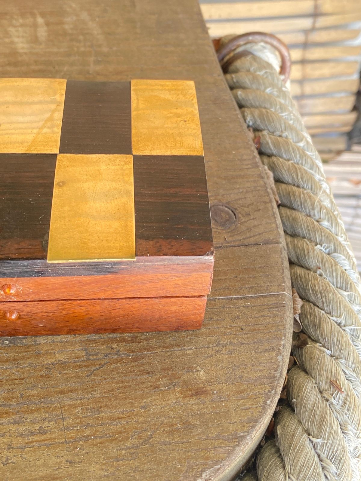 Decorative And Jewelry Box In Wood With Brass Geometrical Inlays France 1970 photo for sale