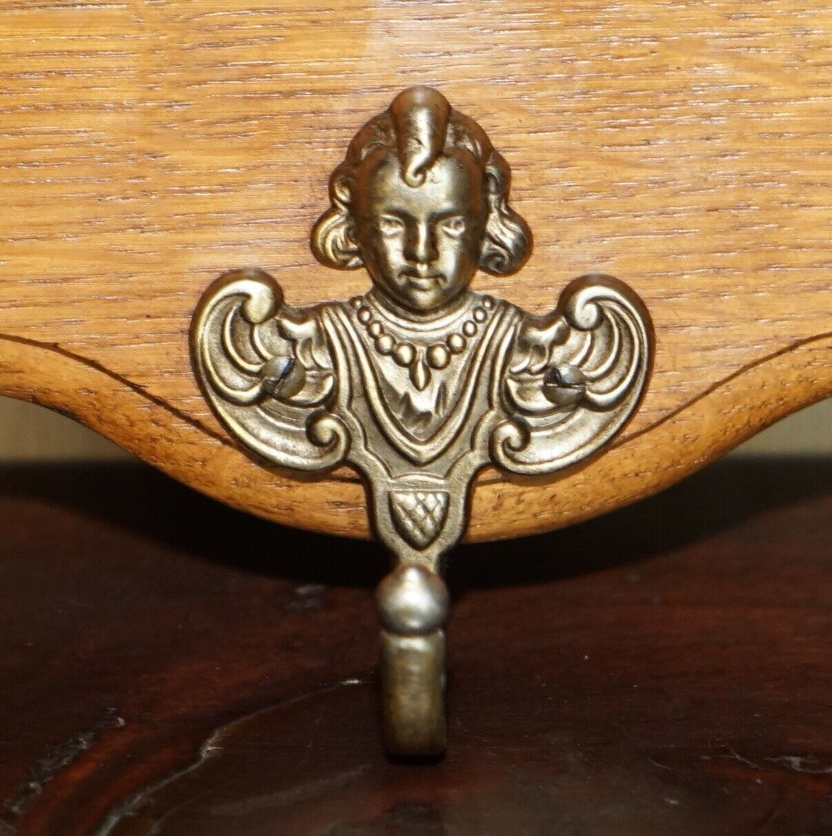 photo furniture Antique Dutch Hand Carved Oak Coat Hat Scarf Wall Rack Hanger French Hooks