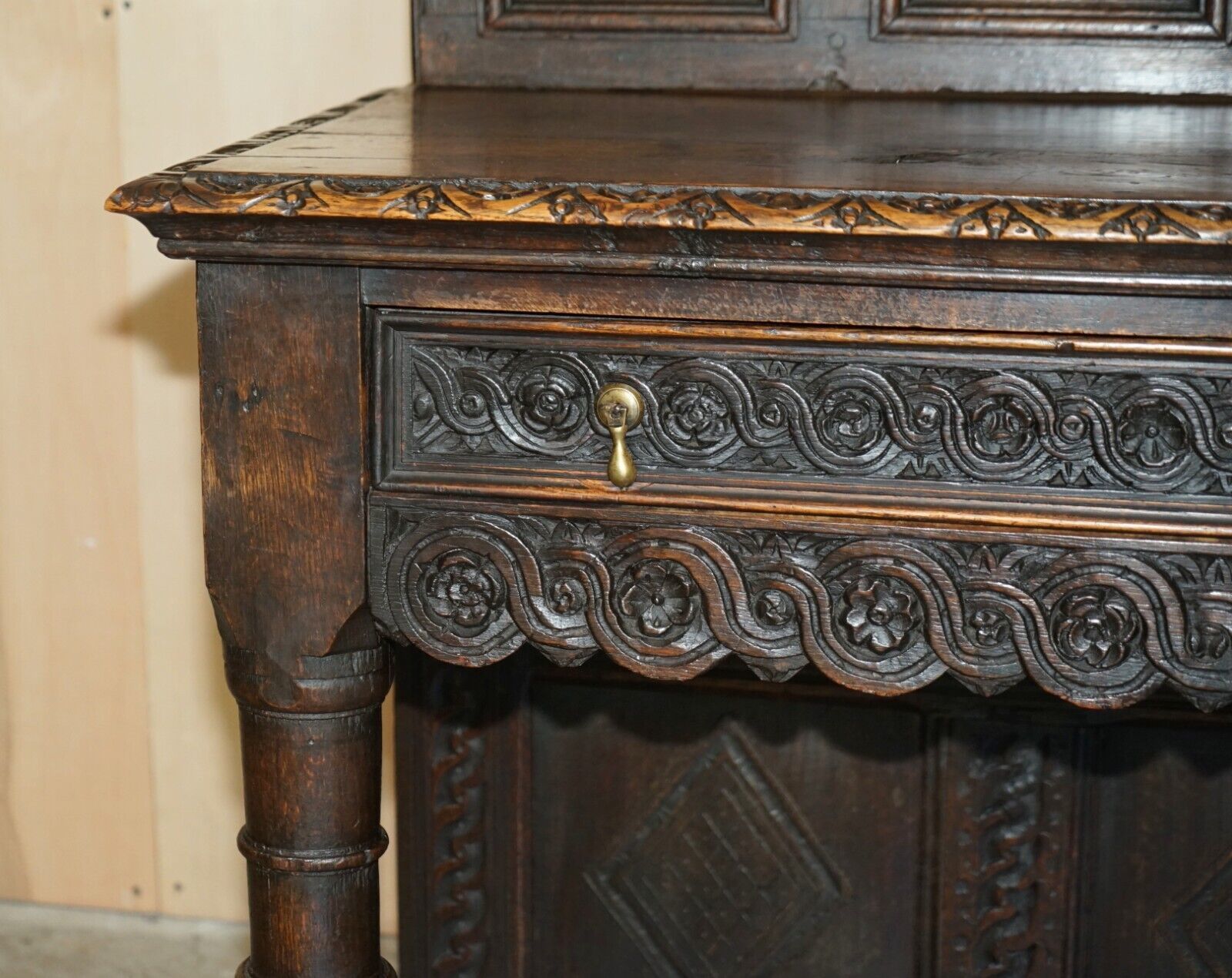 Antique 18th Century Circa 1720 Gothic Jacobean Hall Console Table Single Drawer photo vinterior