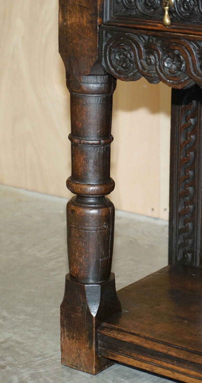 photo furniture Antique 18th Century Circa 1720 Gothic Jacobean Hall Console Table Single Drawer