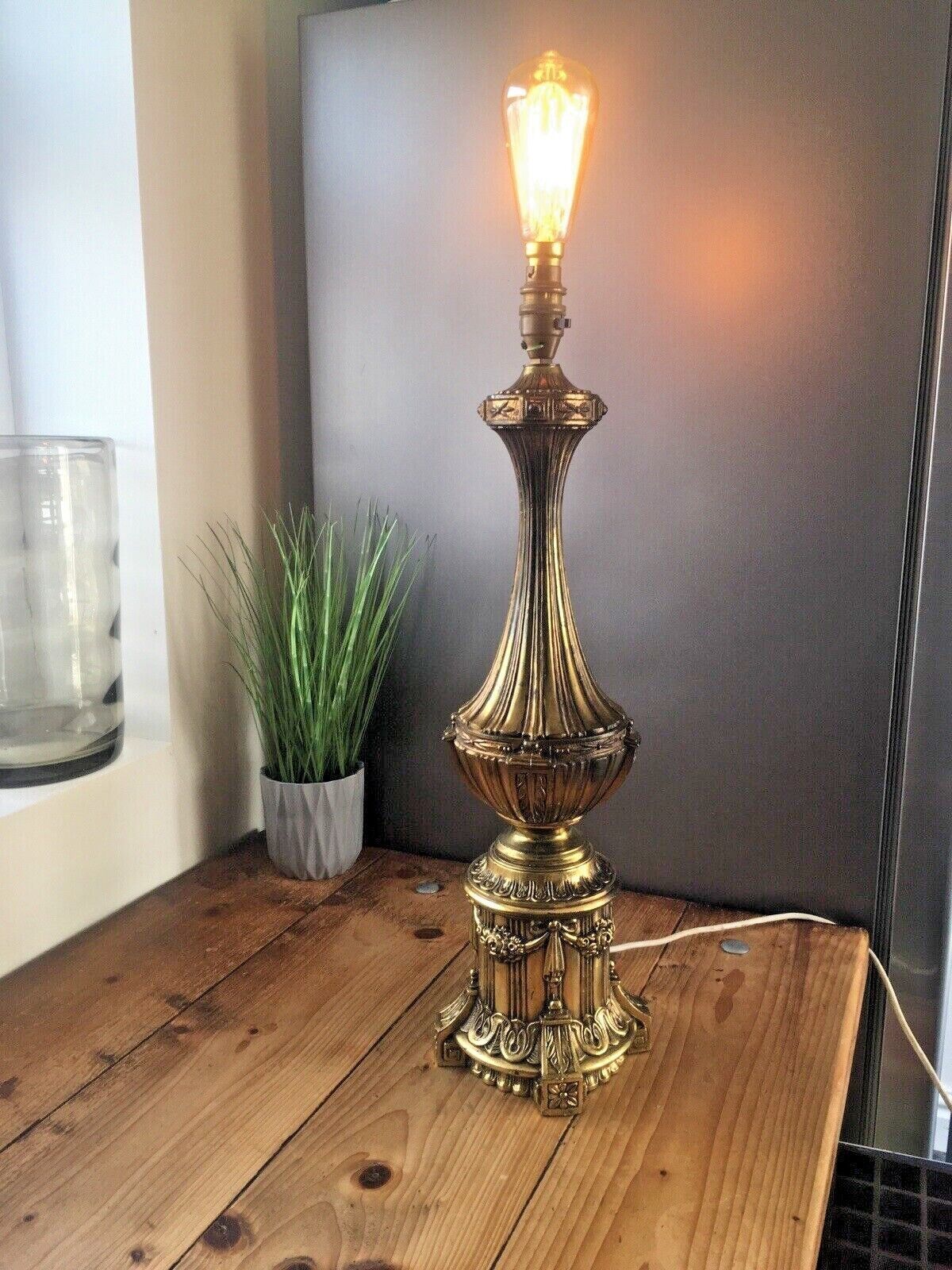 275.0 Large Grand Antique French Regency Empire Gilt Spelter Table Lamp Vintage Ornate photo
