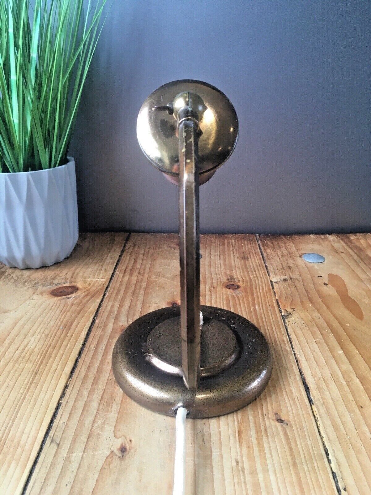 Art Deco Articulated European Bronze Tone Push Switch Bedside Table / Desk Lamp photo for sale