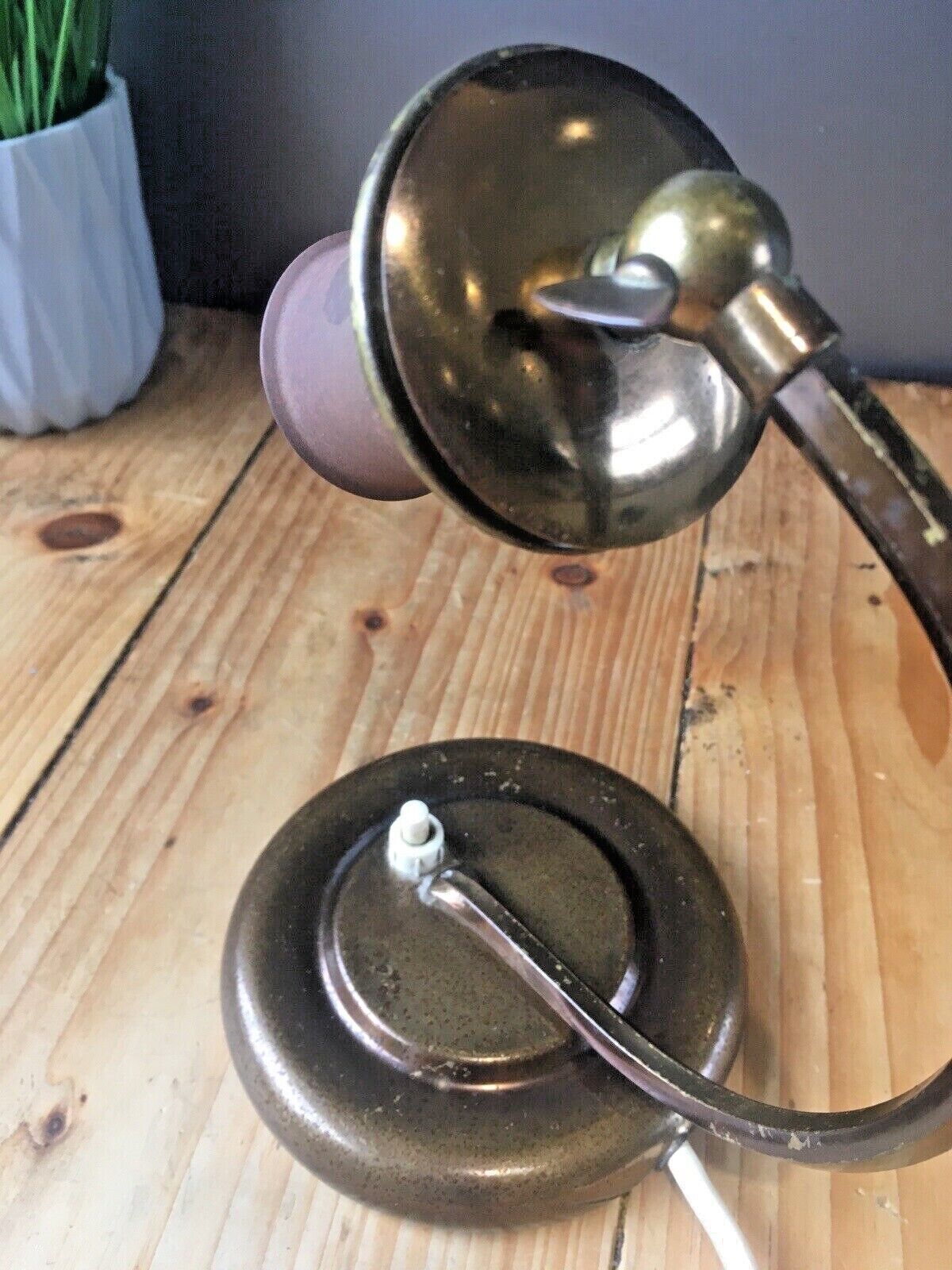 Art Deco Articulated European Bronze Tone Push Switch Bedside Table / Desk Lamp photo buy