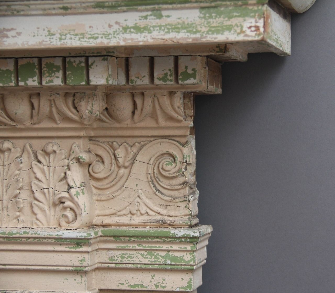Superb Quality Antique 18th Century Painted Pine Overmantle photo vintage