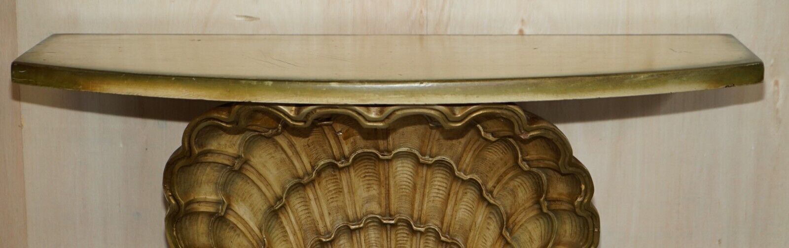 After Groult Mid Century Circa 1960's Gilt Plaster Sea Clamp Shell Console Table photo for sale