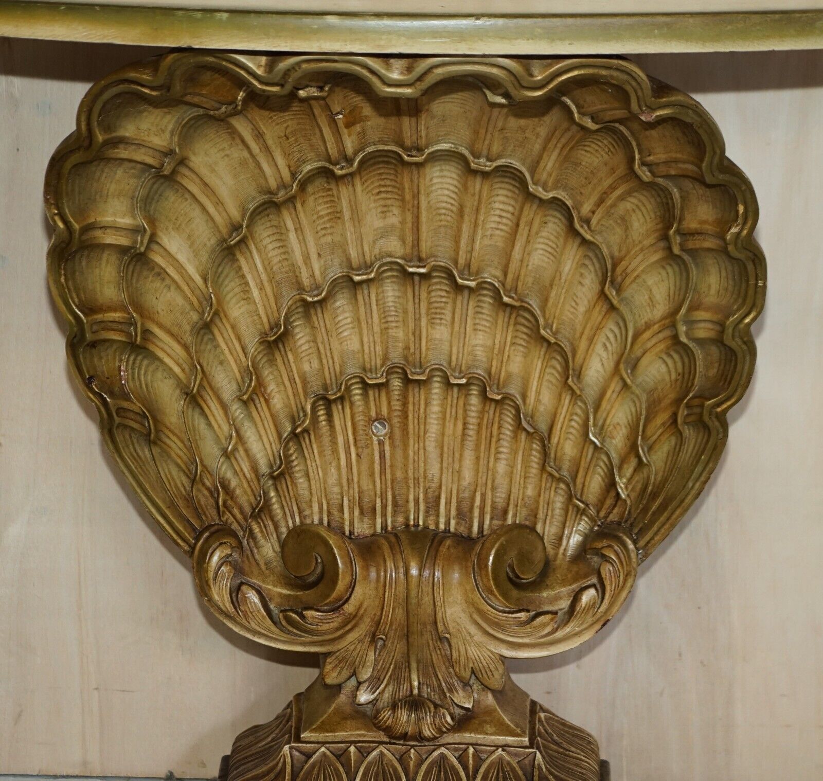 After Groult Mid Century Circa 1960's Gilt Plaster Sea Clamp Shell Console Table photo Furniture