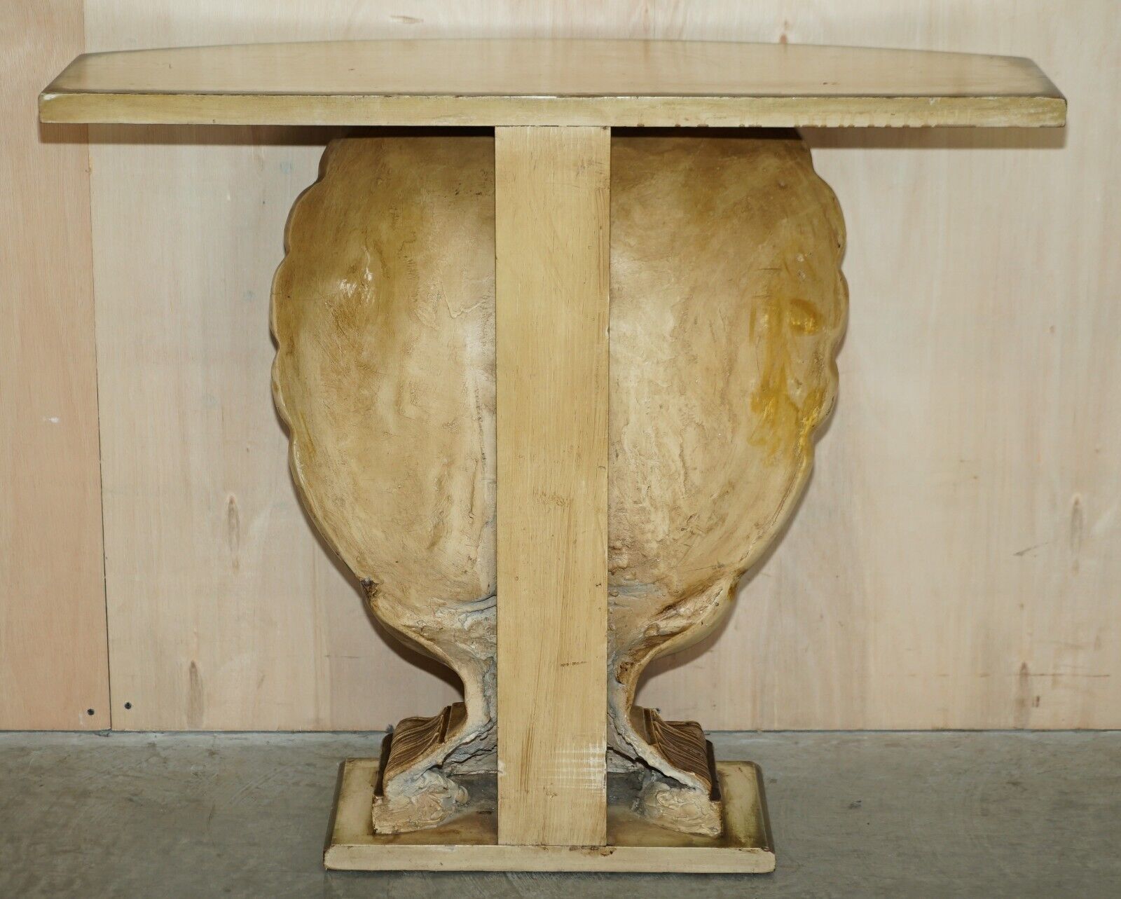 Furniture After Groult Mid Century Circa 1960's Gilt Plaster Sea Clamp Shell Console Table photo