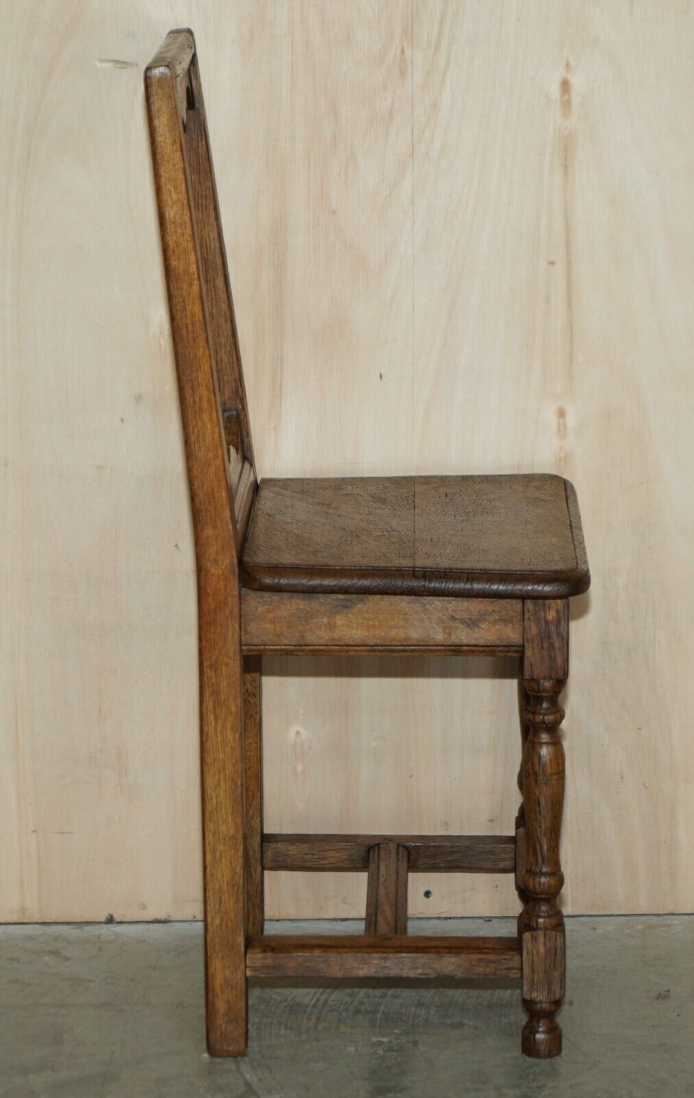 photo for sale Suite Of Six Antique Victorian English Oak Chapel Dining Chairs Stunning Timber