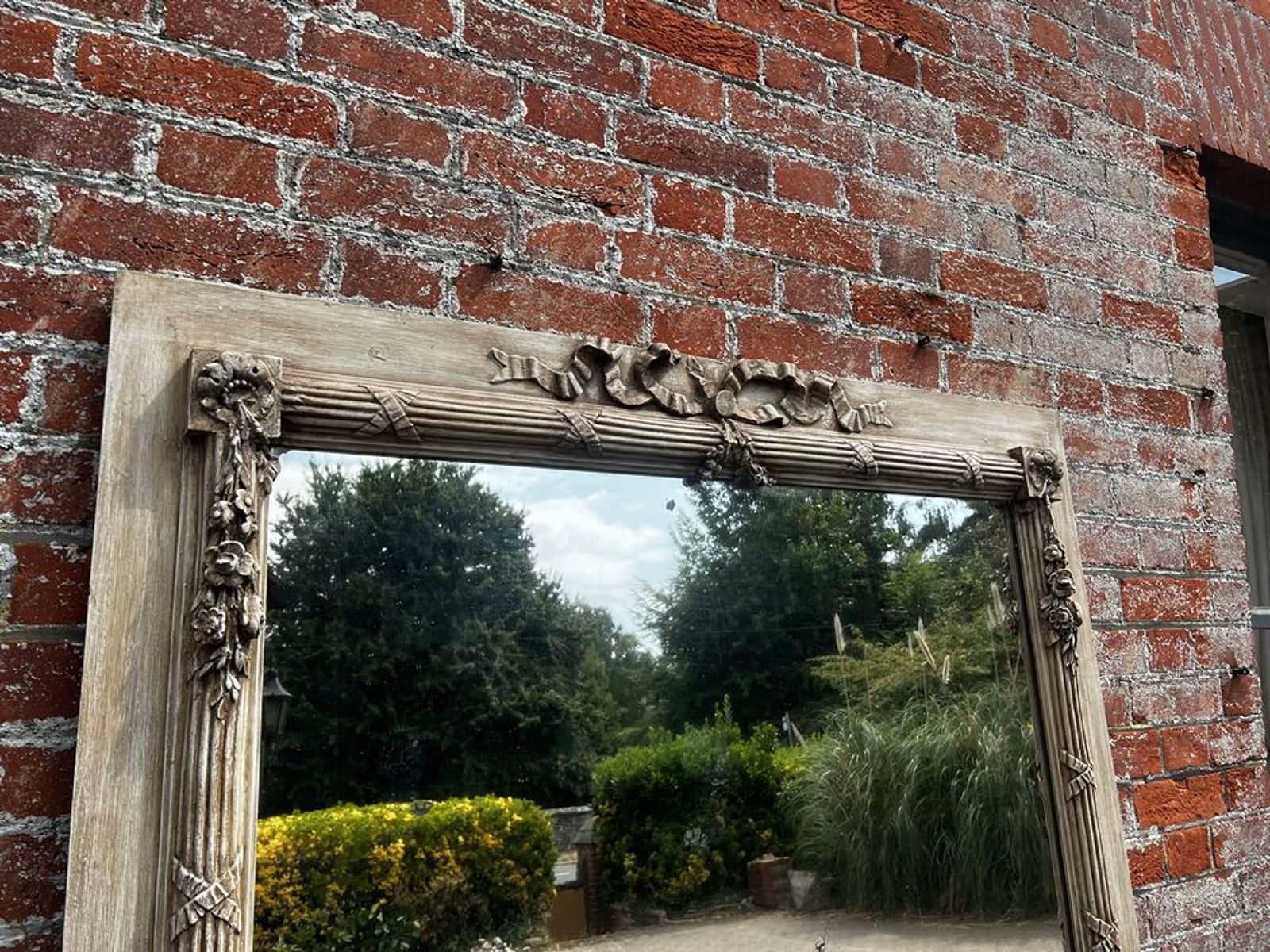 An Exceptional Large Antique French 19th C Painted Ribbed Mirror photo 2495.0