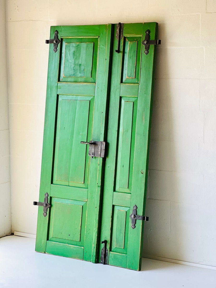 Antique Doors In Green Set Of 2 photo Home Fixtures