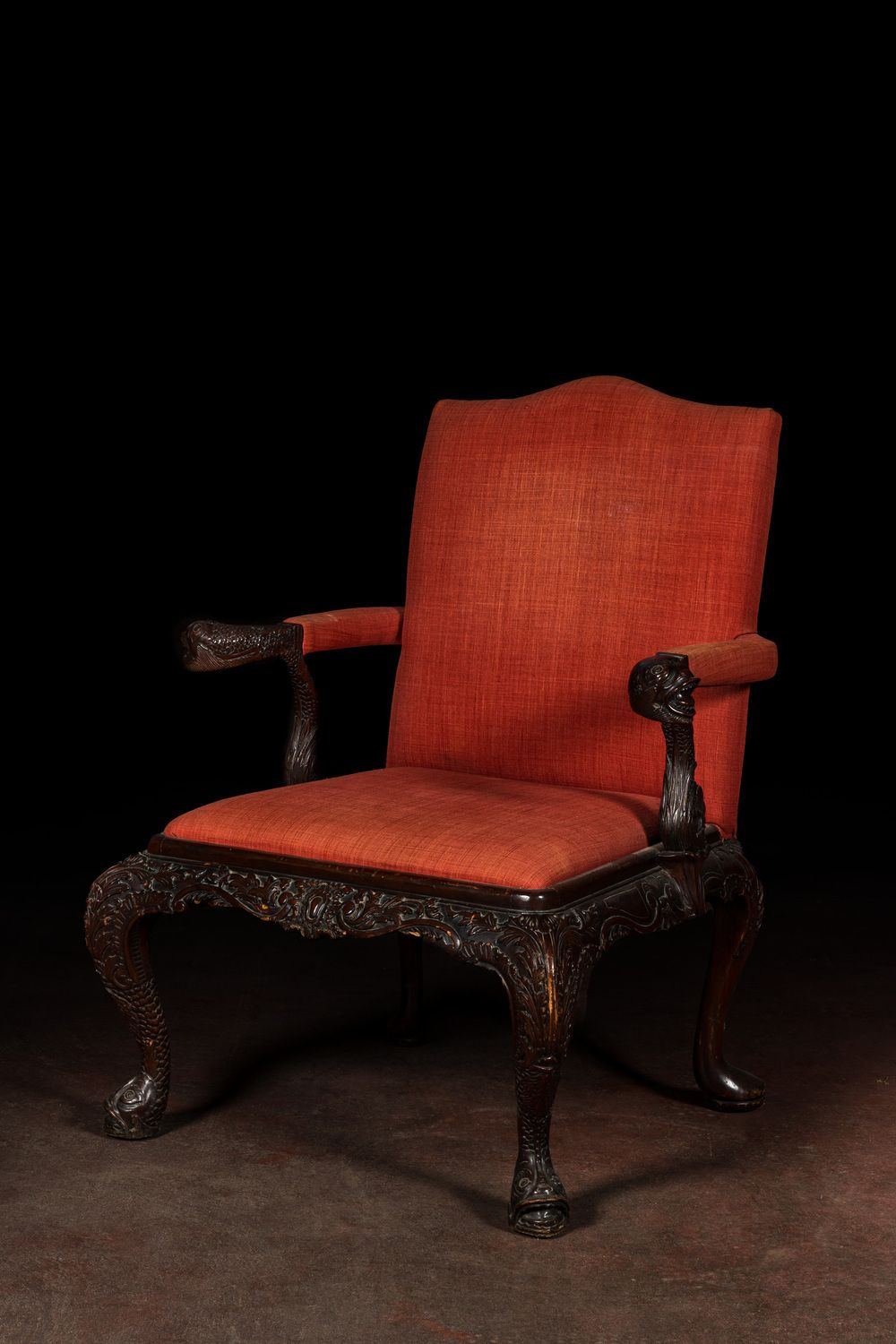 photo for sale 19th Century Carved Mahogany Gainsborough Armchair