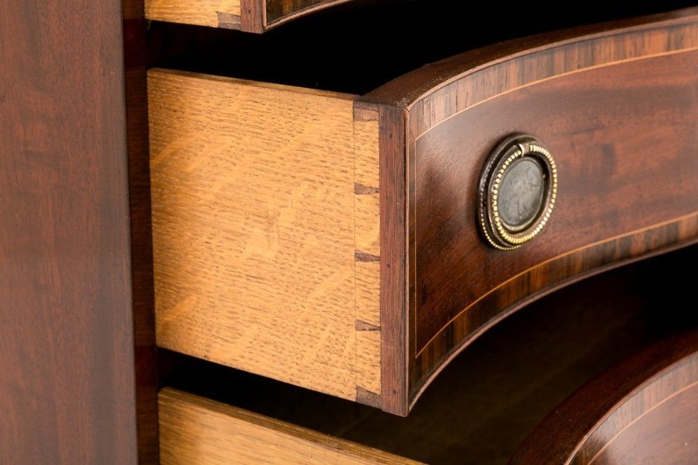 Mahogany Hepplewhite Chest Drawers Serpentine photo vintage