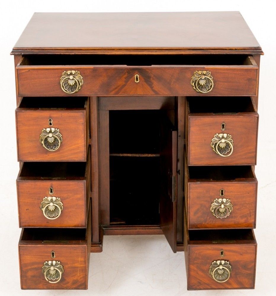 Antique Knee Hole Desk   Georgian Mahogany 18th Century photo furniture