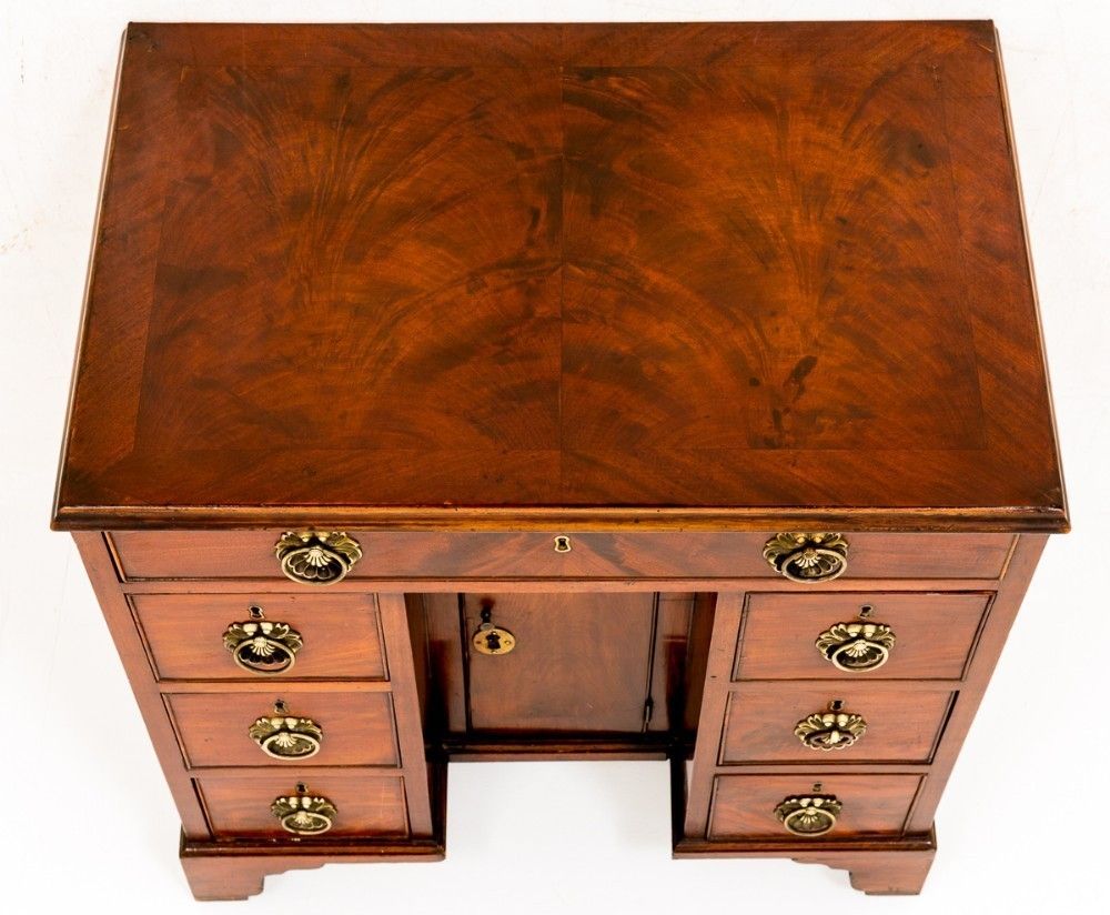 Antique Knee Hole Desk   Georgian Mahogany 18th Century photo vintage